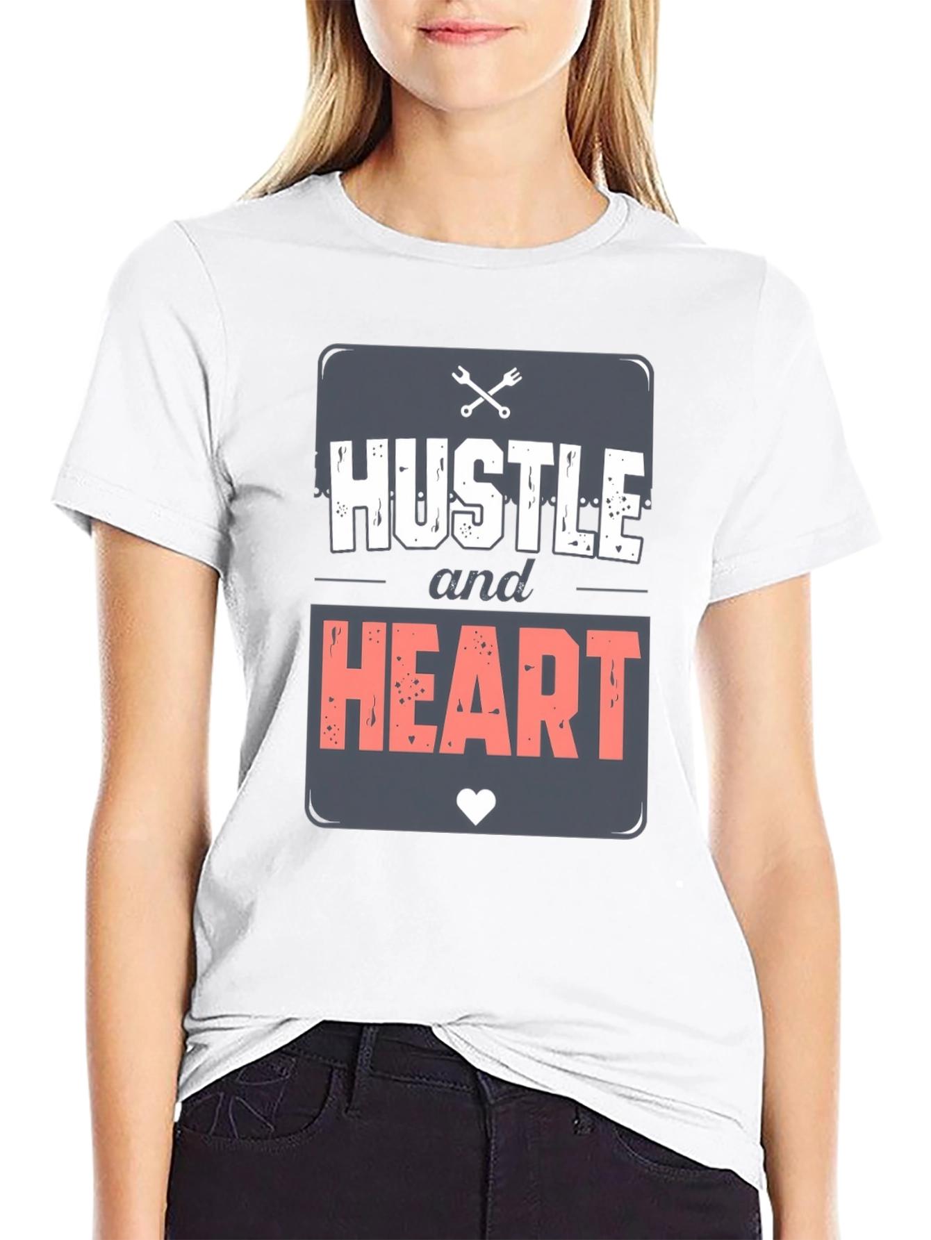 Hustle & Heart Graphic Tee - Motivational Mens T-Shirt
