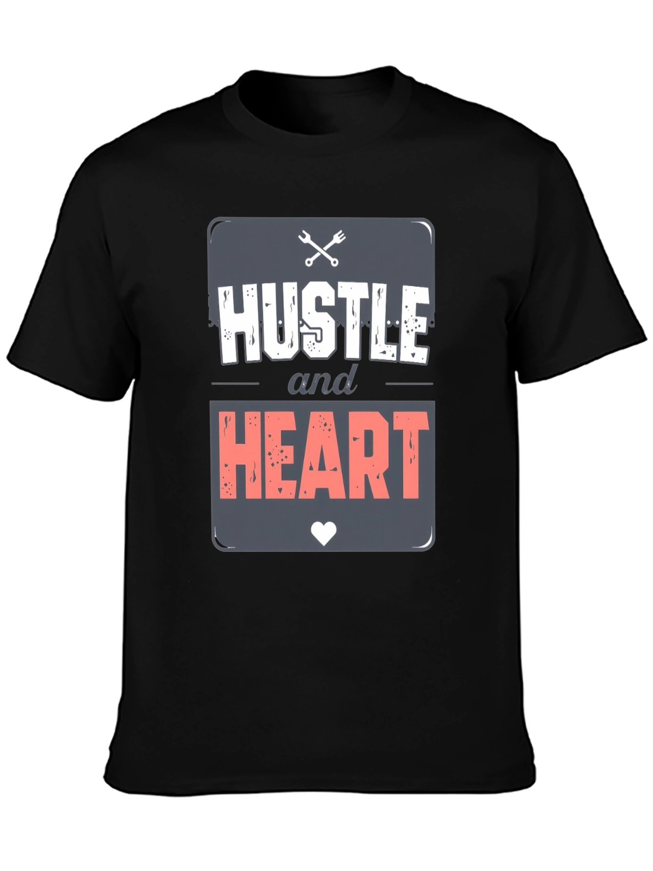 Hustle & Heart Graphic Tee - Motivational Mens T-Shirt