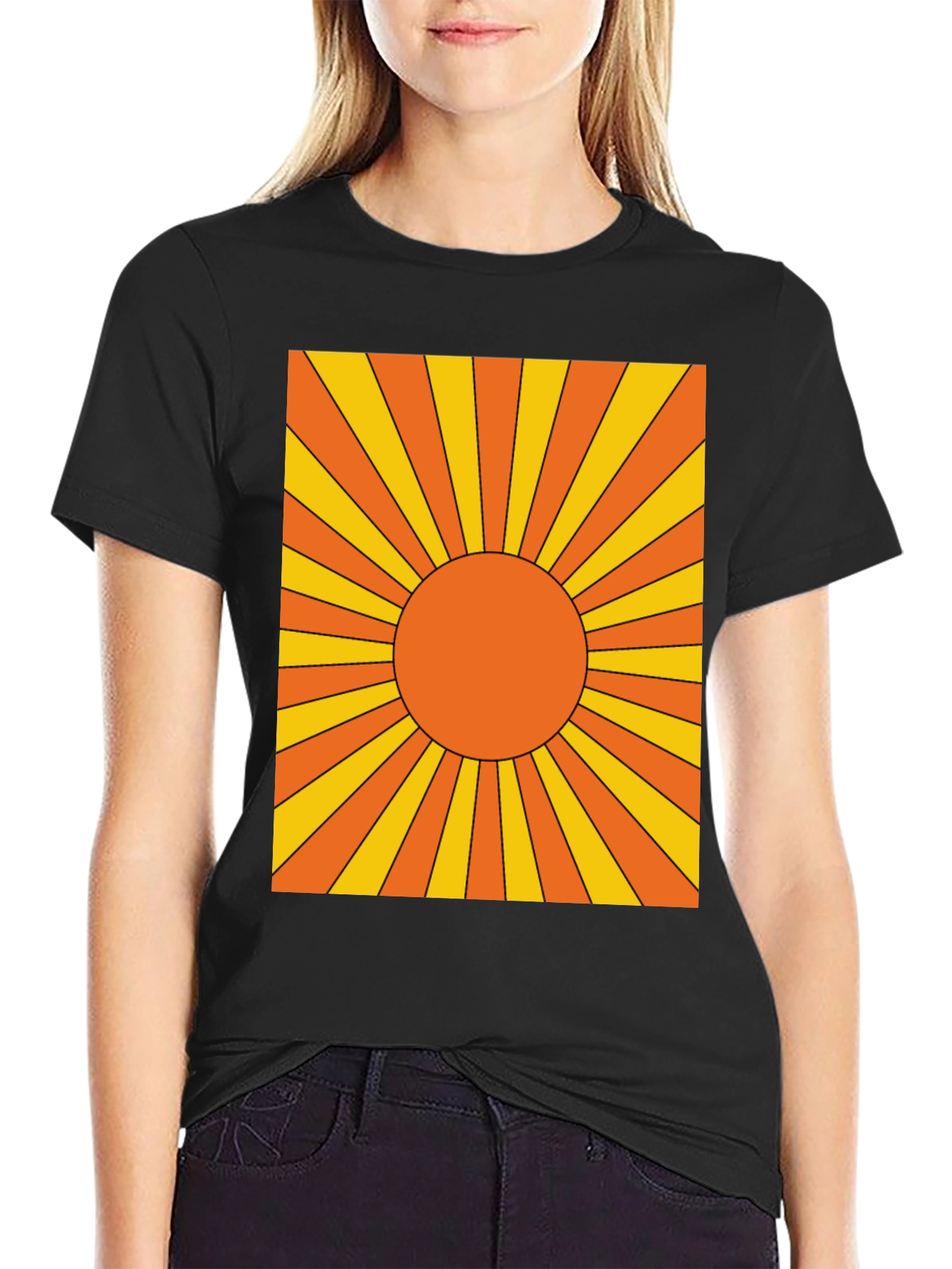 Retro Sunburst Graphic Tee - Black