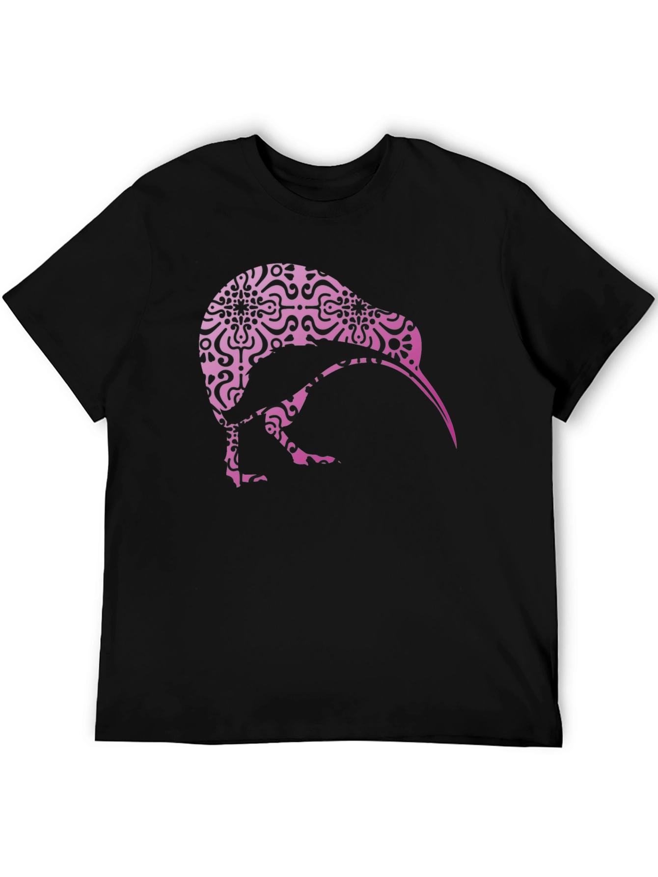 Kiwi Bird Patterned Tee - Stylish Black Shirt