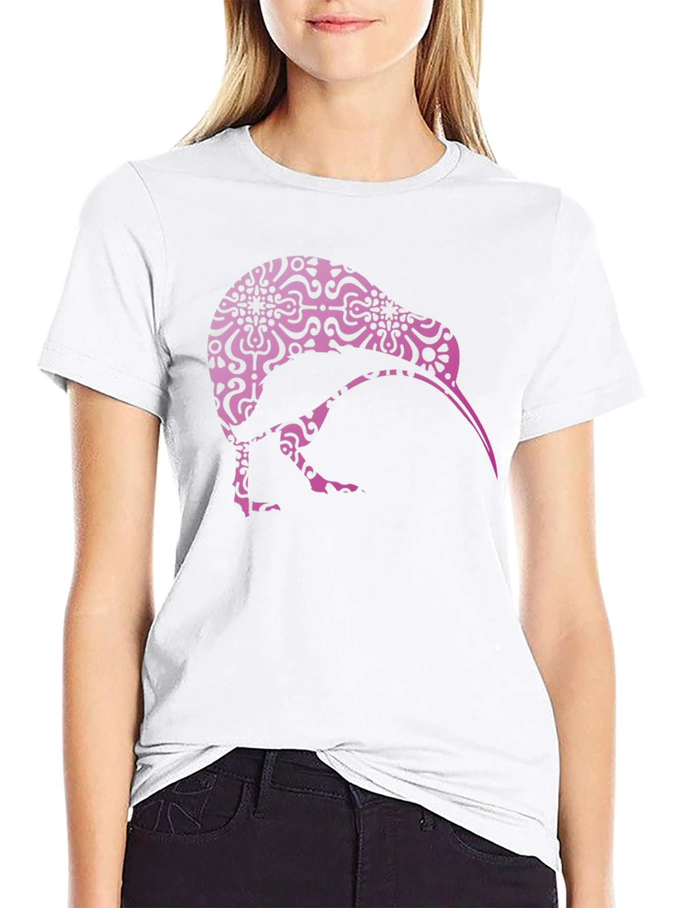Kiwi Bird Patterned Tee - Stylish Black Shirt