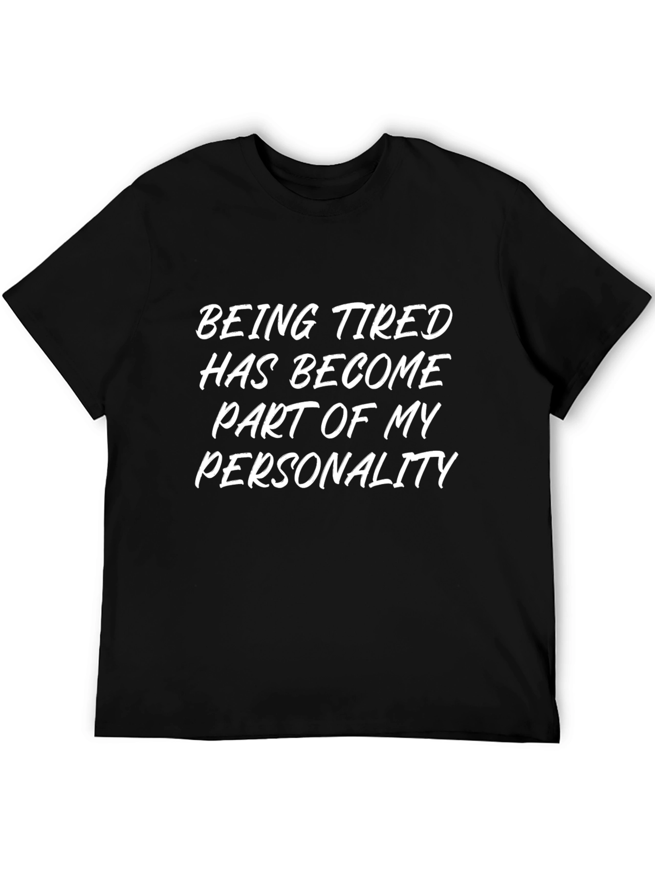 Tired Personality Graphic Tee - Black Cotton T-Shirt