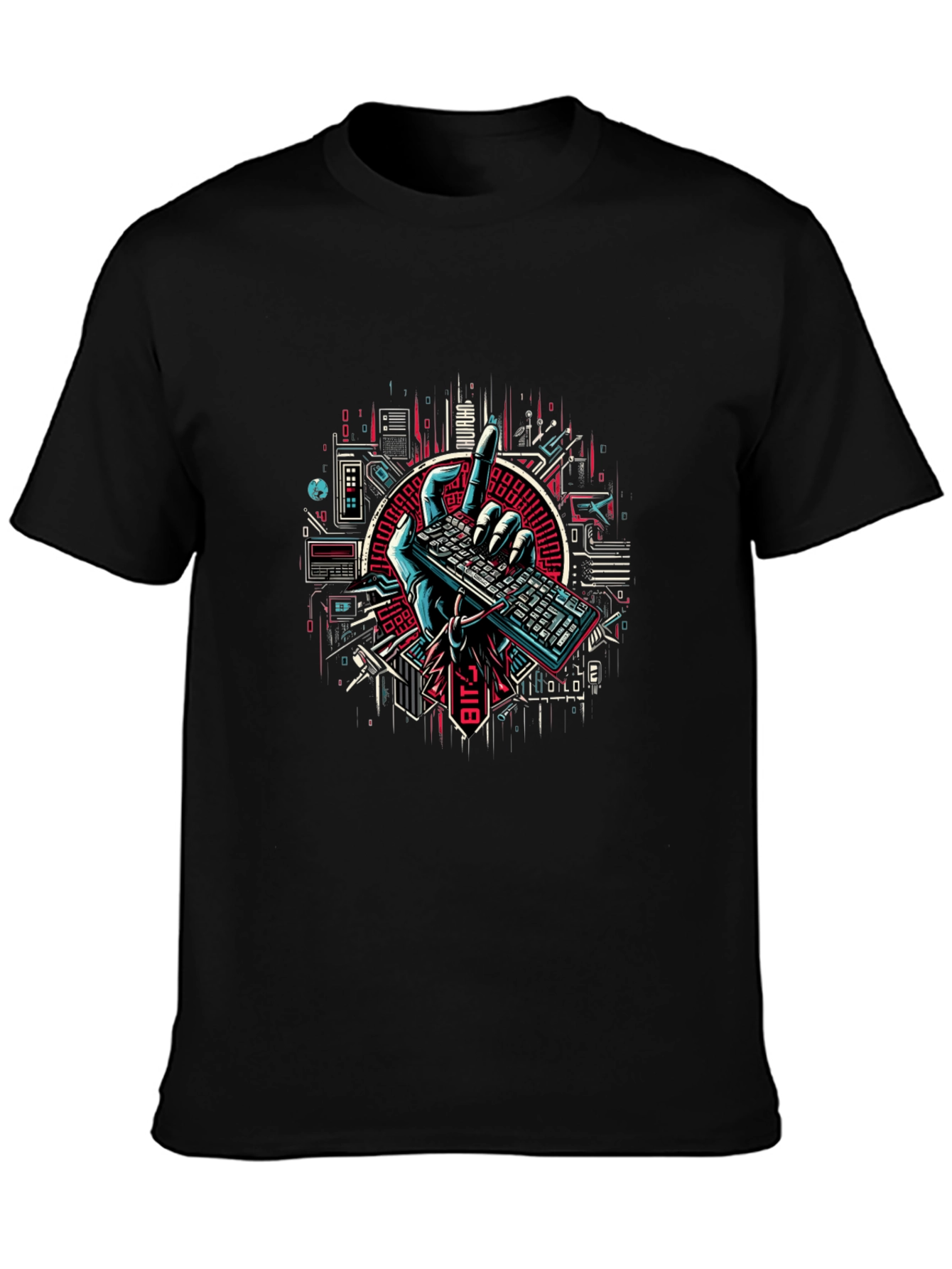 Cyberpunk Keyboard T-Shirt - Coder Style