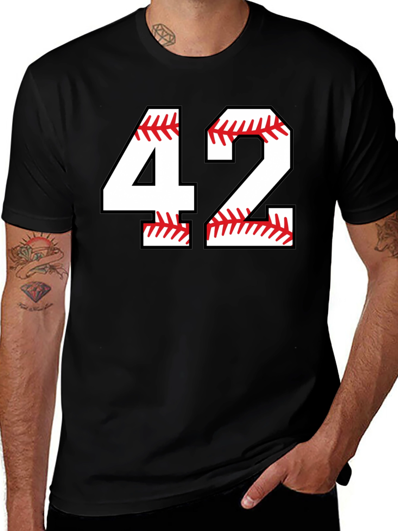 Baseball Number 42 Black T-Shirt