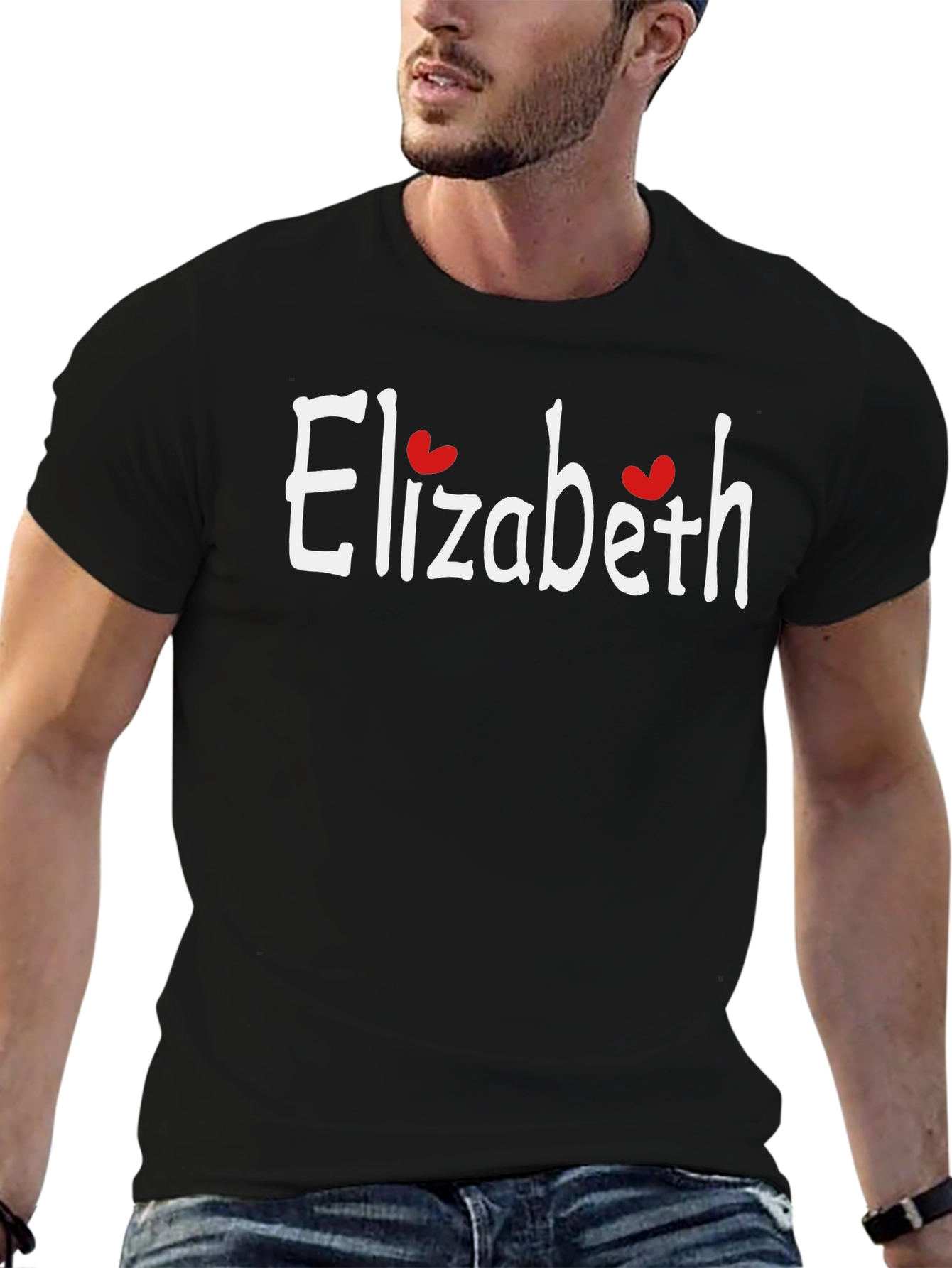 Elizabeth Personalized Heart Tee - Custom Name T-Shirt