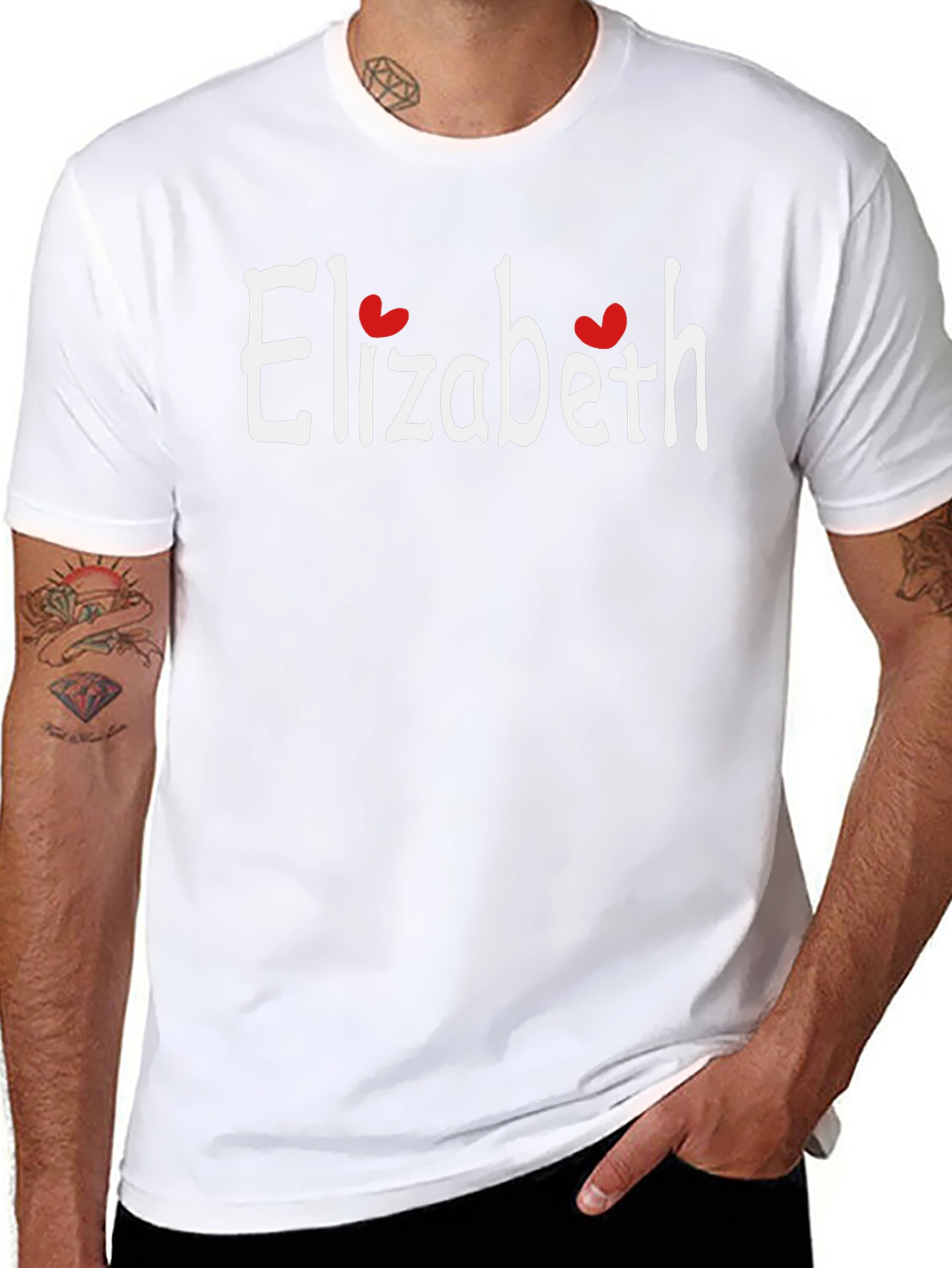Elizabeth Personalized Heart Tee - Custom Name T-Shirt