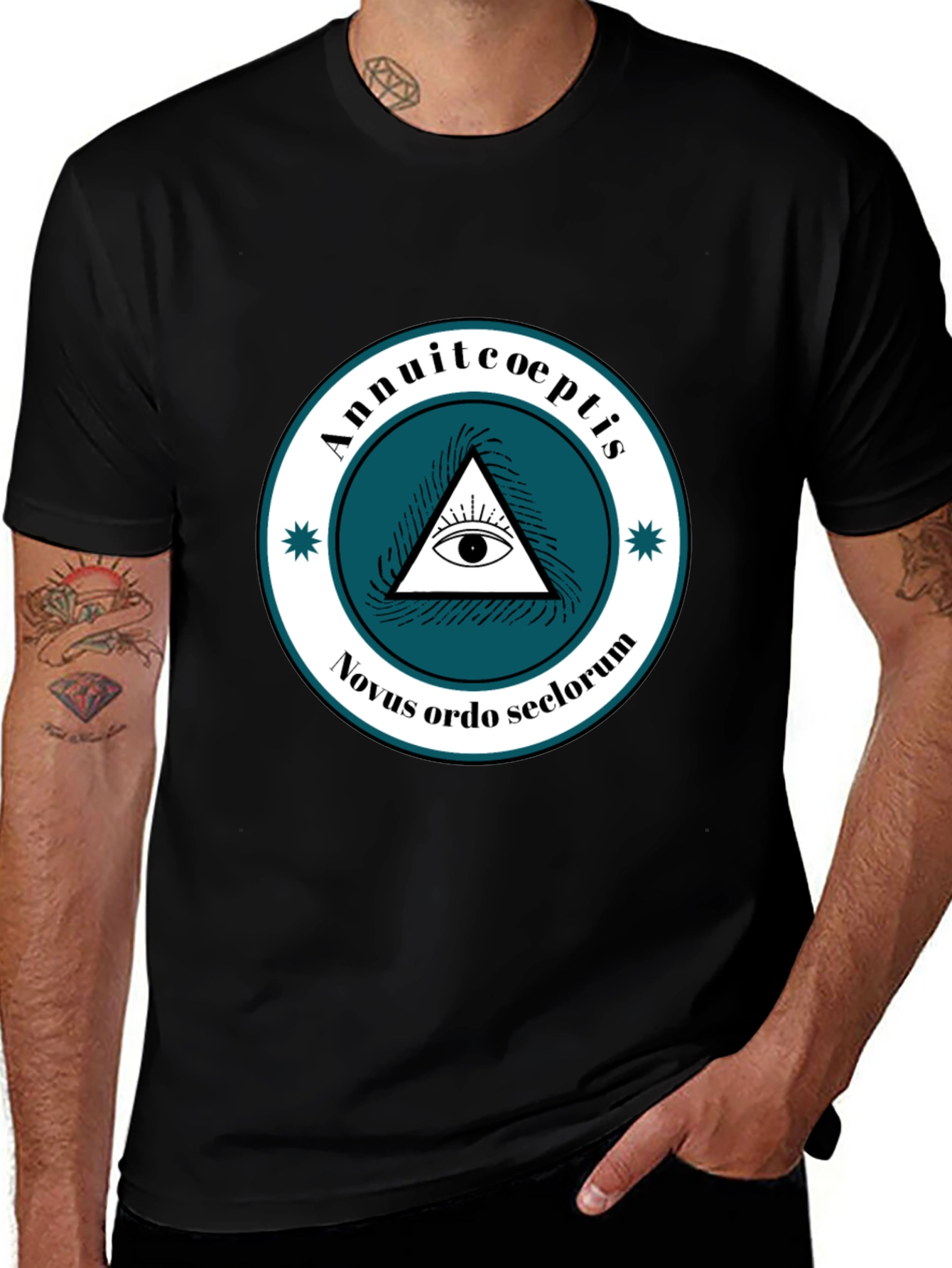 Illuminati All Seeing Eye Pyramid Graphic Tee - Black