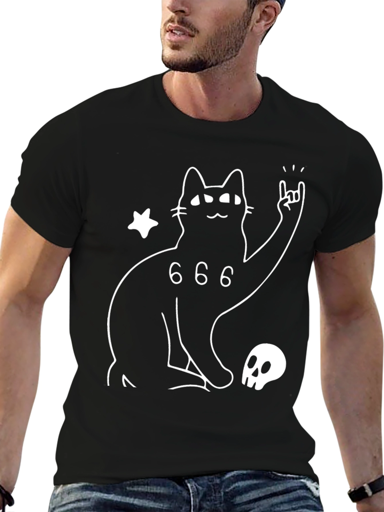 Black Cat 666 T-Shirt - Rock On Kitty!
