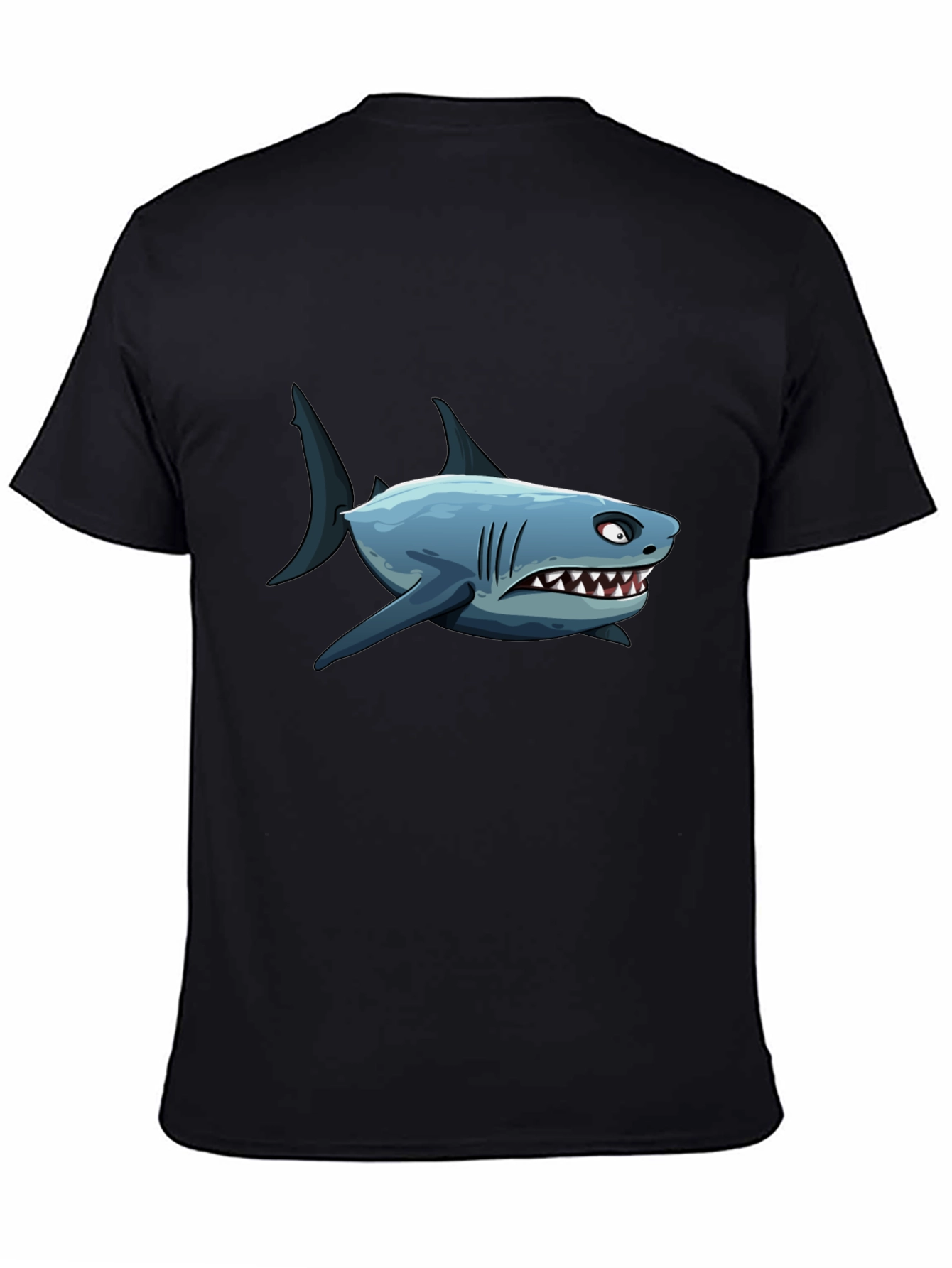 Mens Shark Cartoon Graphic Black T-Shirt
