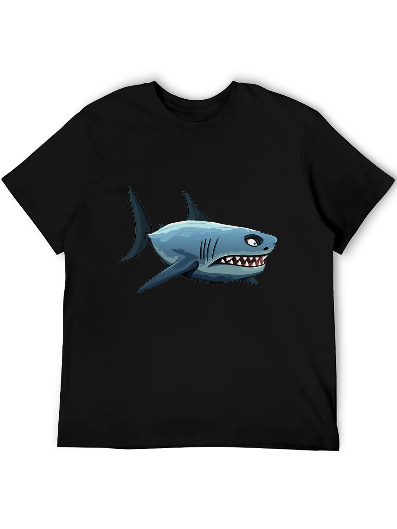 Mens Shark Cartoon Graphic Black T-Shirt