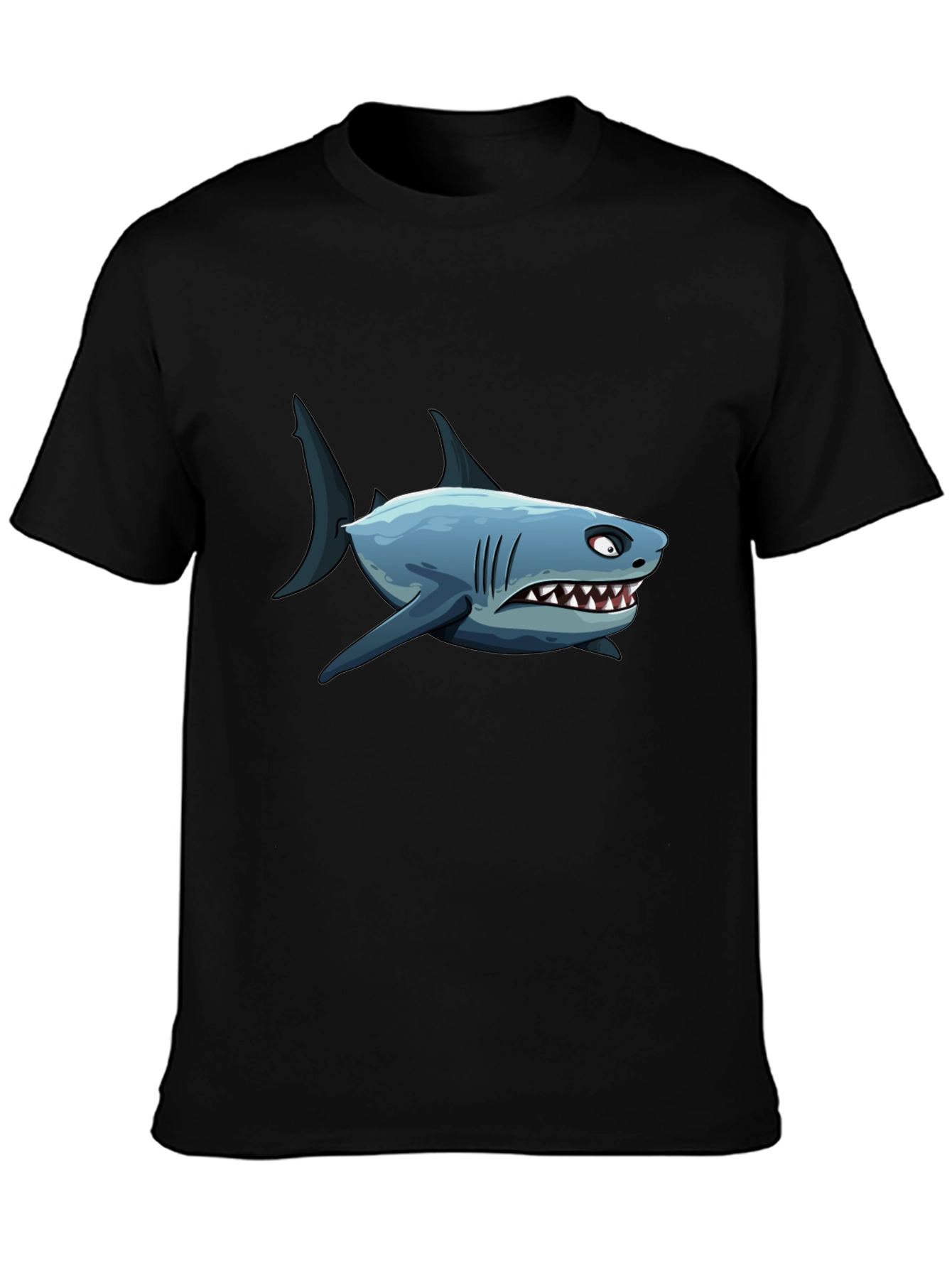 Mens Shark Cartoon Graphic Black T-Shirt