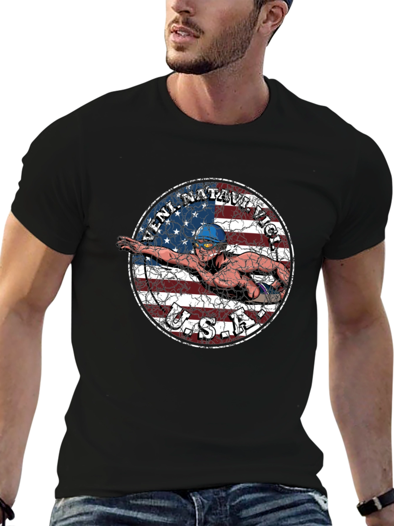 Veni Natare Vici USA Swimmer T-Shirt