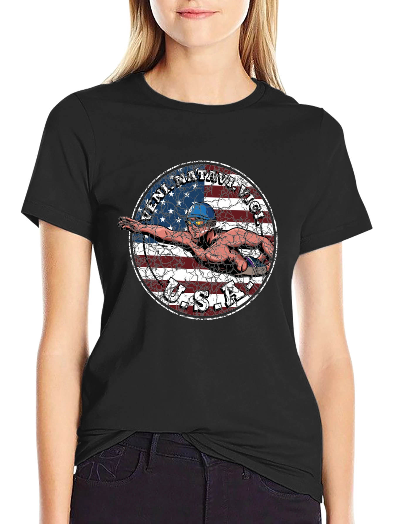 Veni Natare Vici USA Swimmer T-Shirt