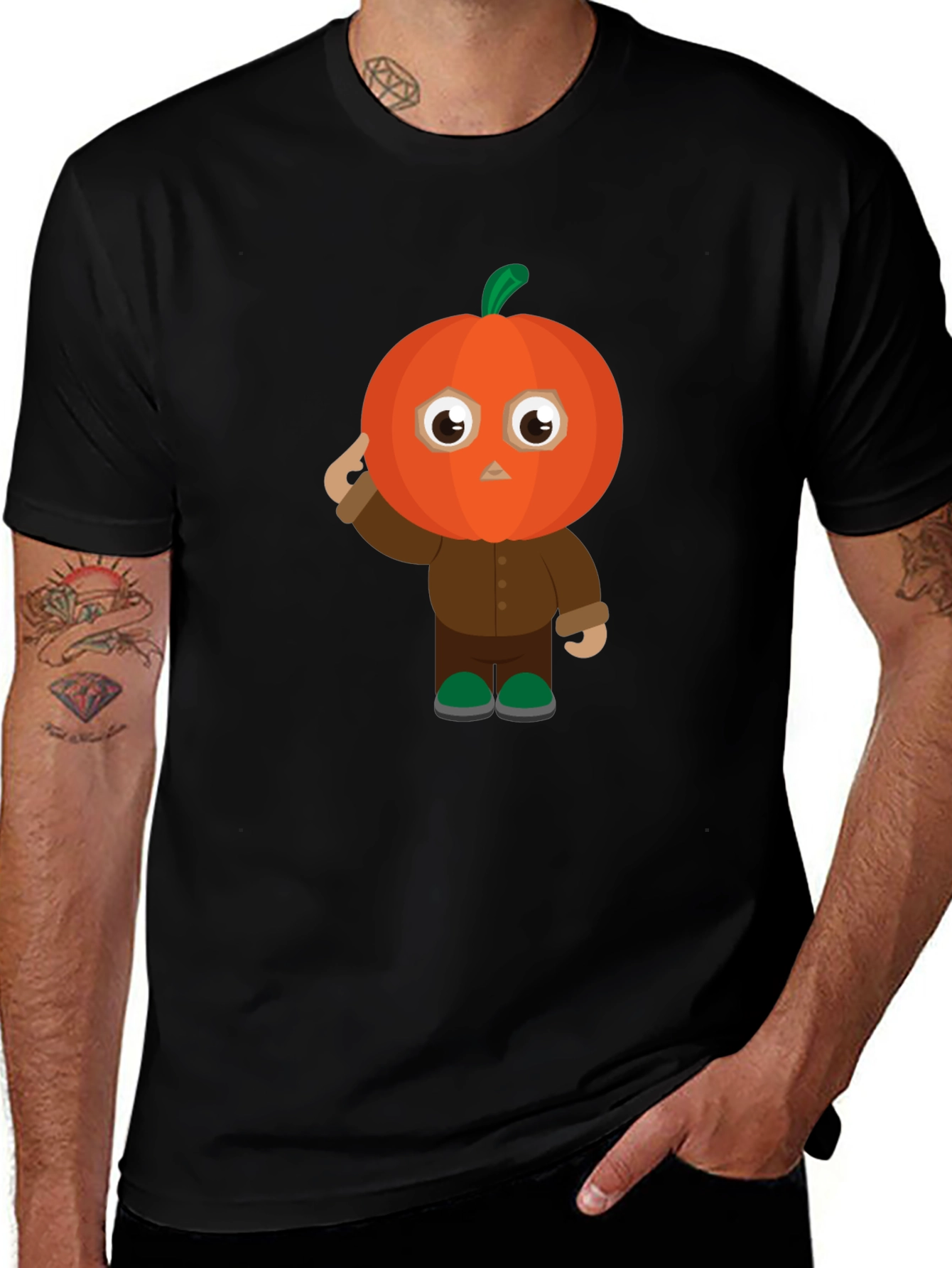 Pumpkin Character Black T-Shirt