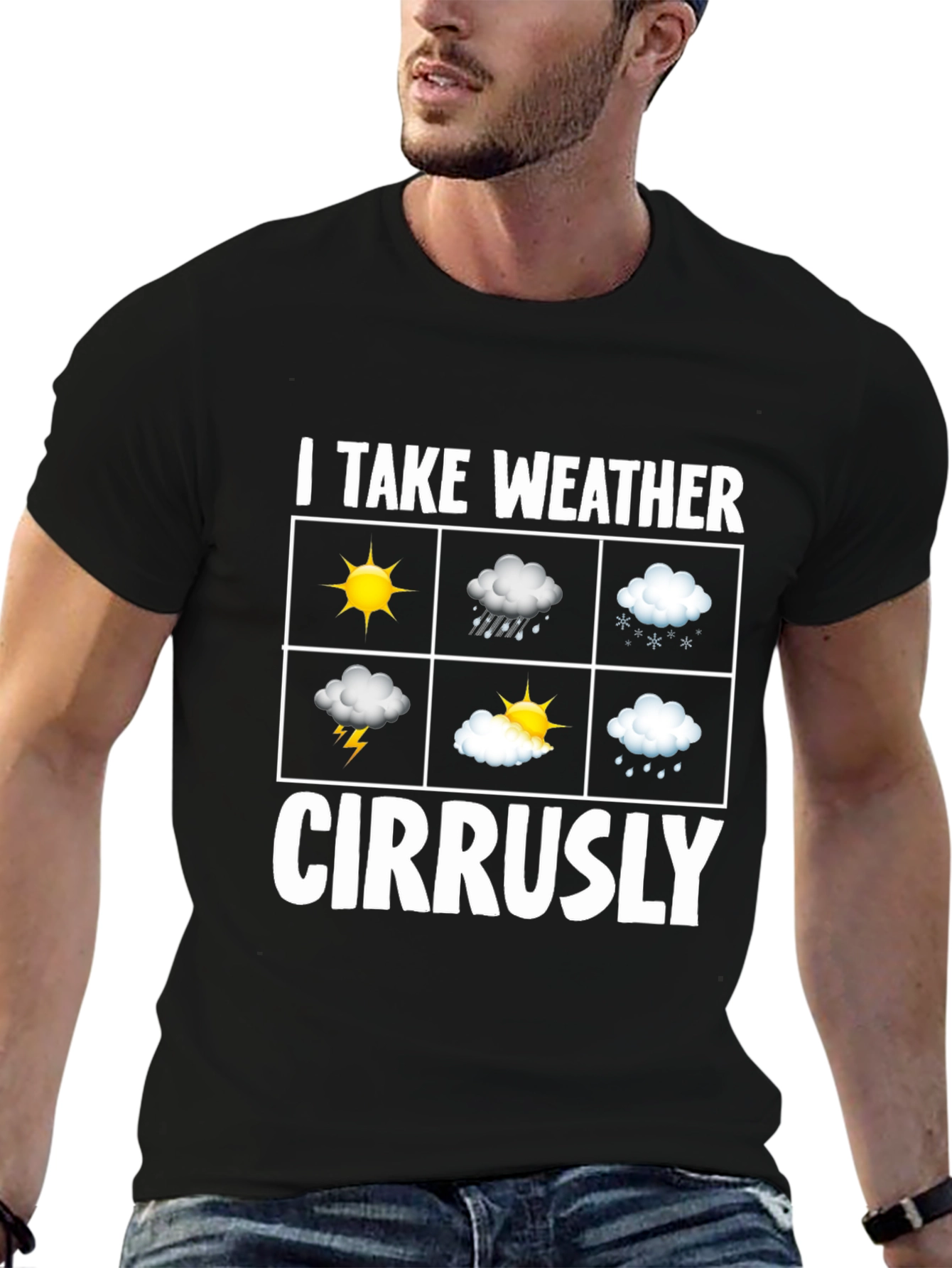 I Take Weather Cirrusly Black Graphic T-Shirt
