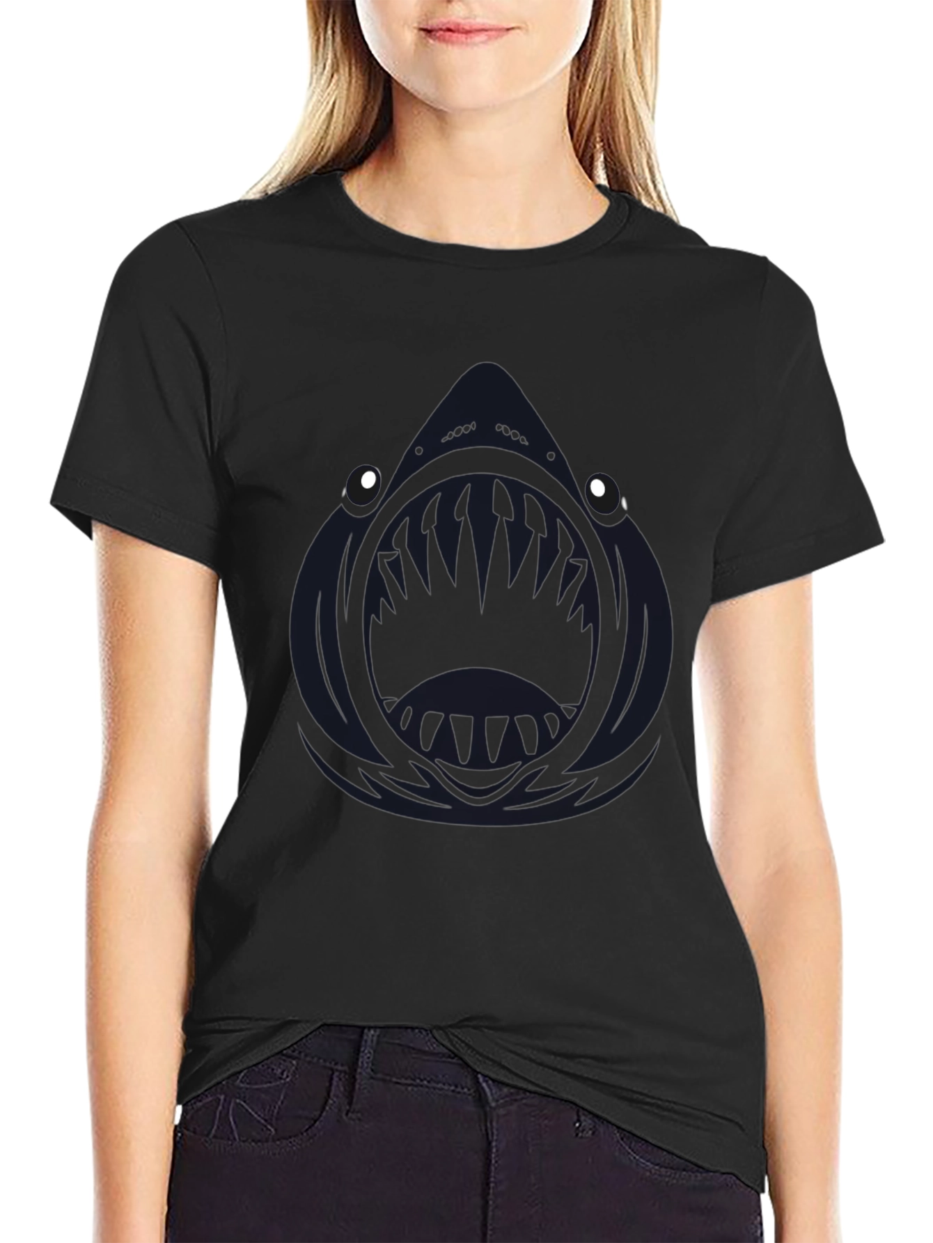 Mens Black Angler Fish Graphic T-Shirt