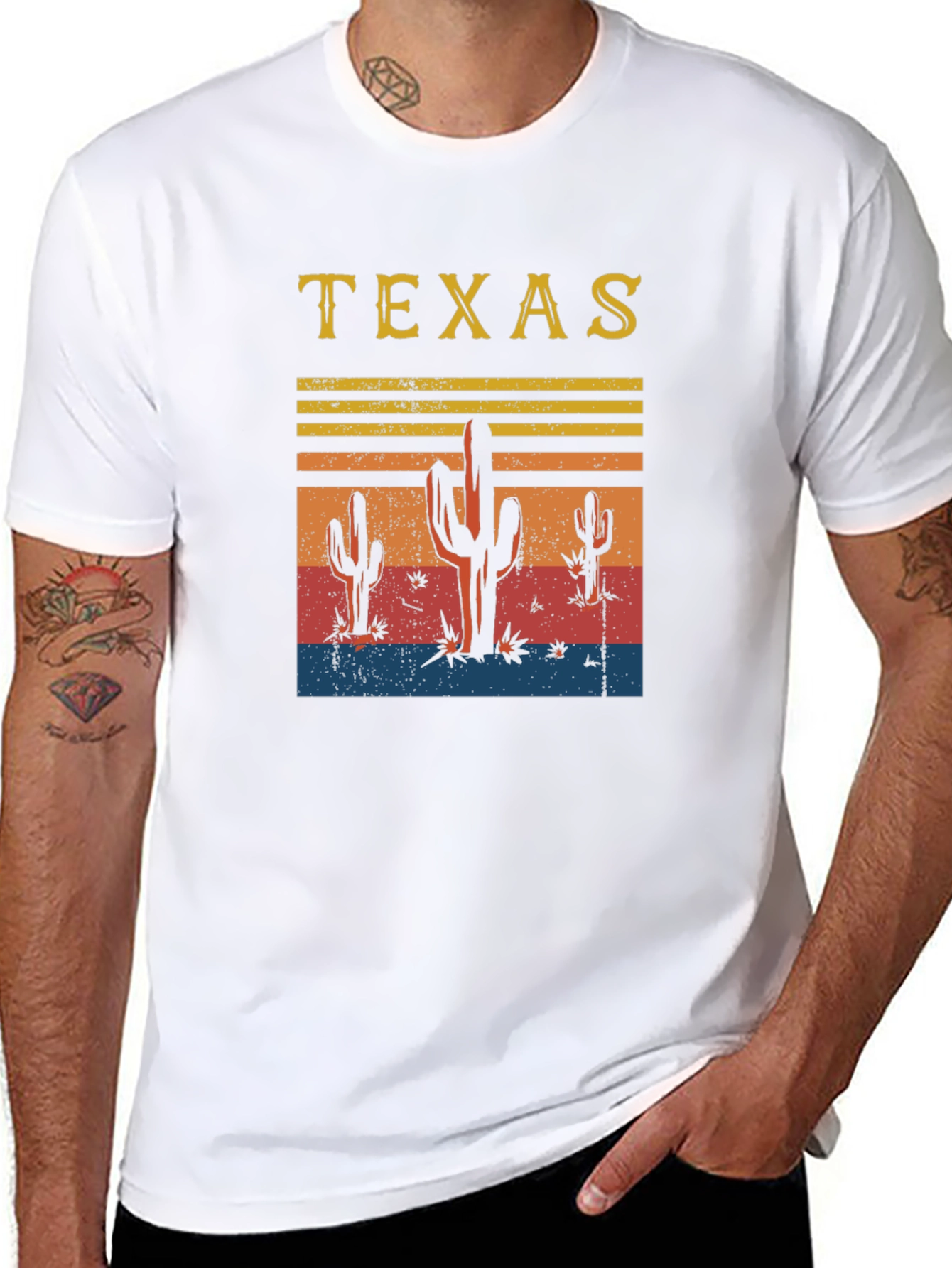Texas Cactus Graphic T-Shirt - Retro Style