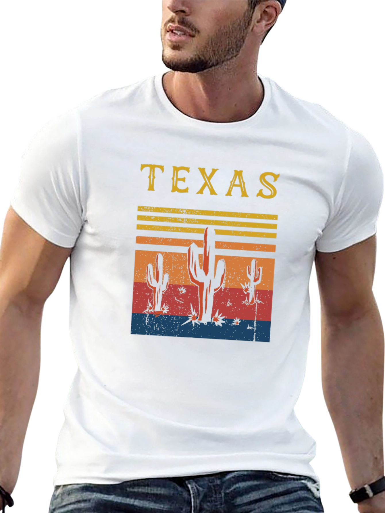 Texas Cactus Graphic T-Shirt - Retro Style