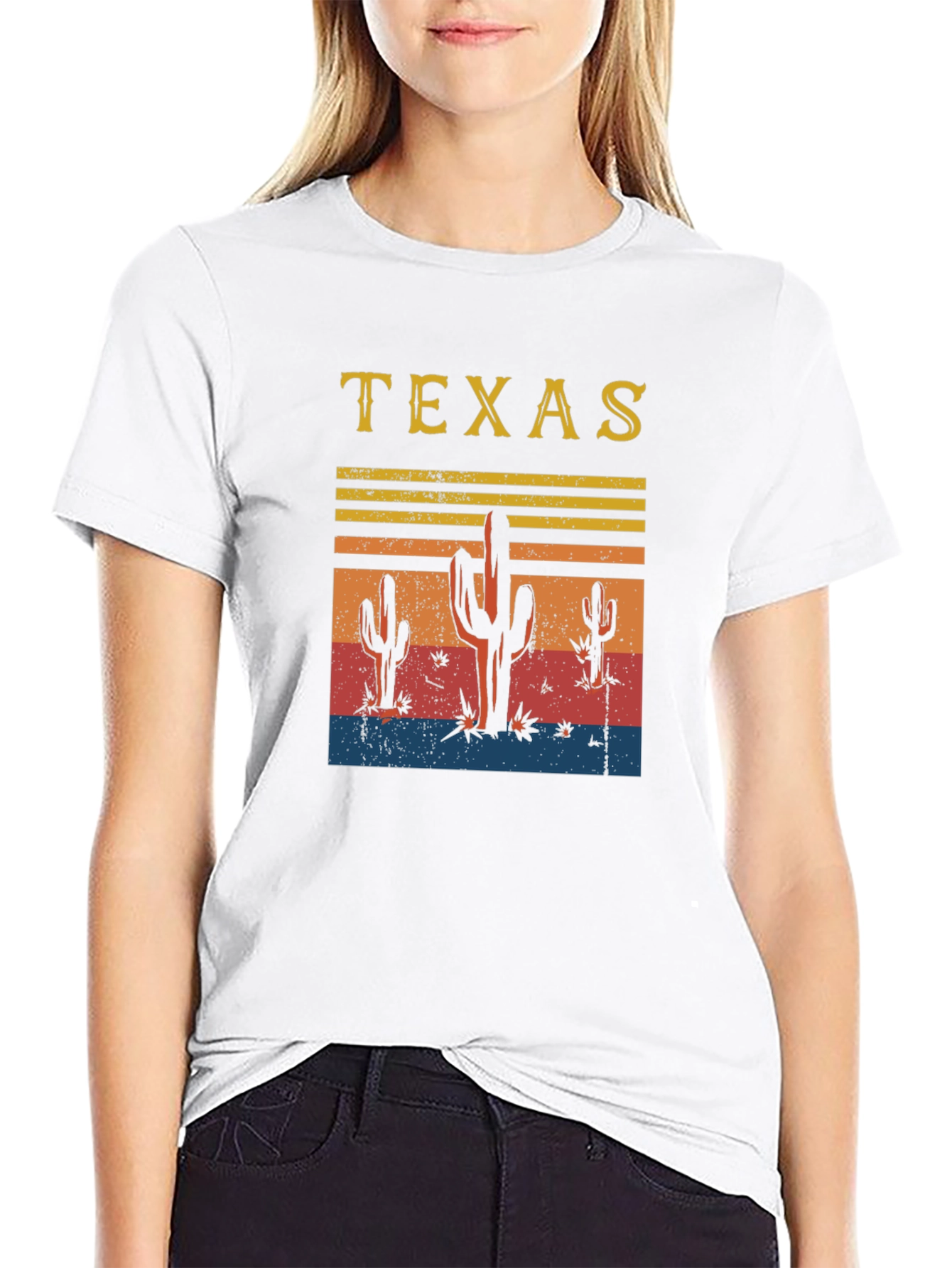 Texas Cactus Graphic T-Shirt - Retro Style
