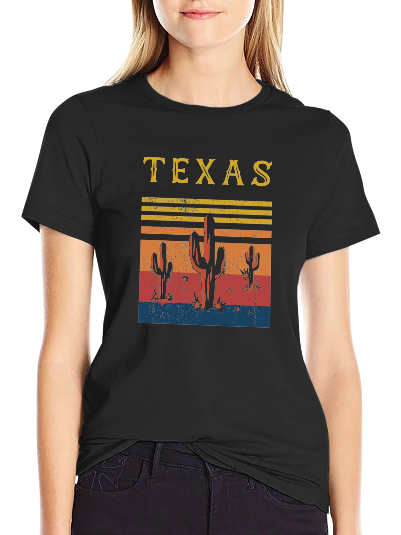 Texas Cactus Graphic T-Shirt - Retro Style