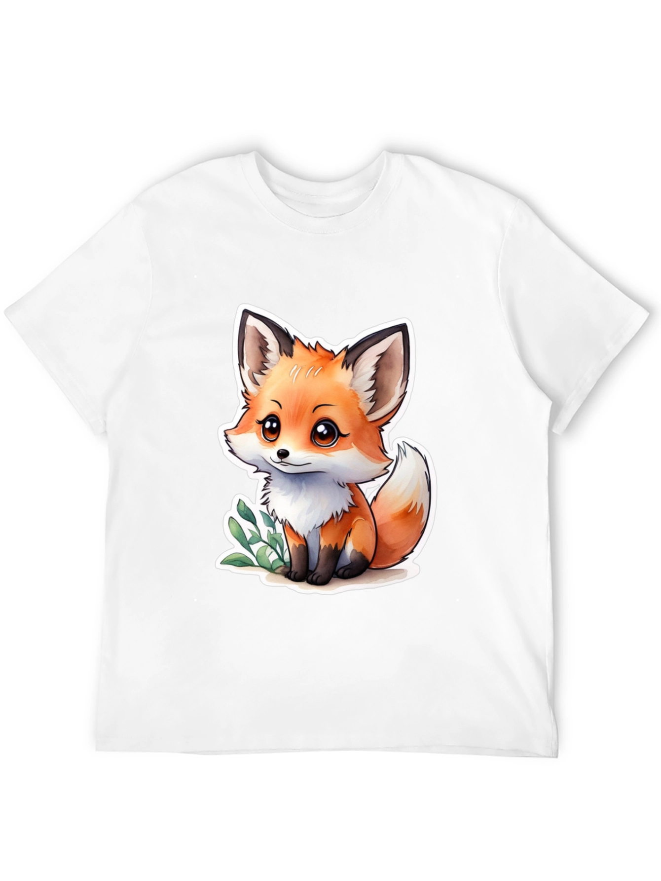 Cute Fox Graphic Black T-Shirt