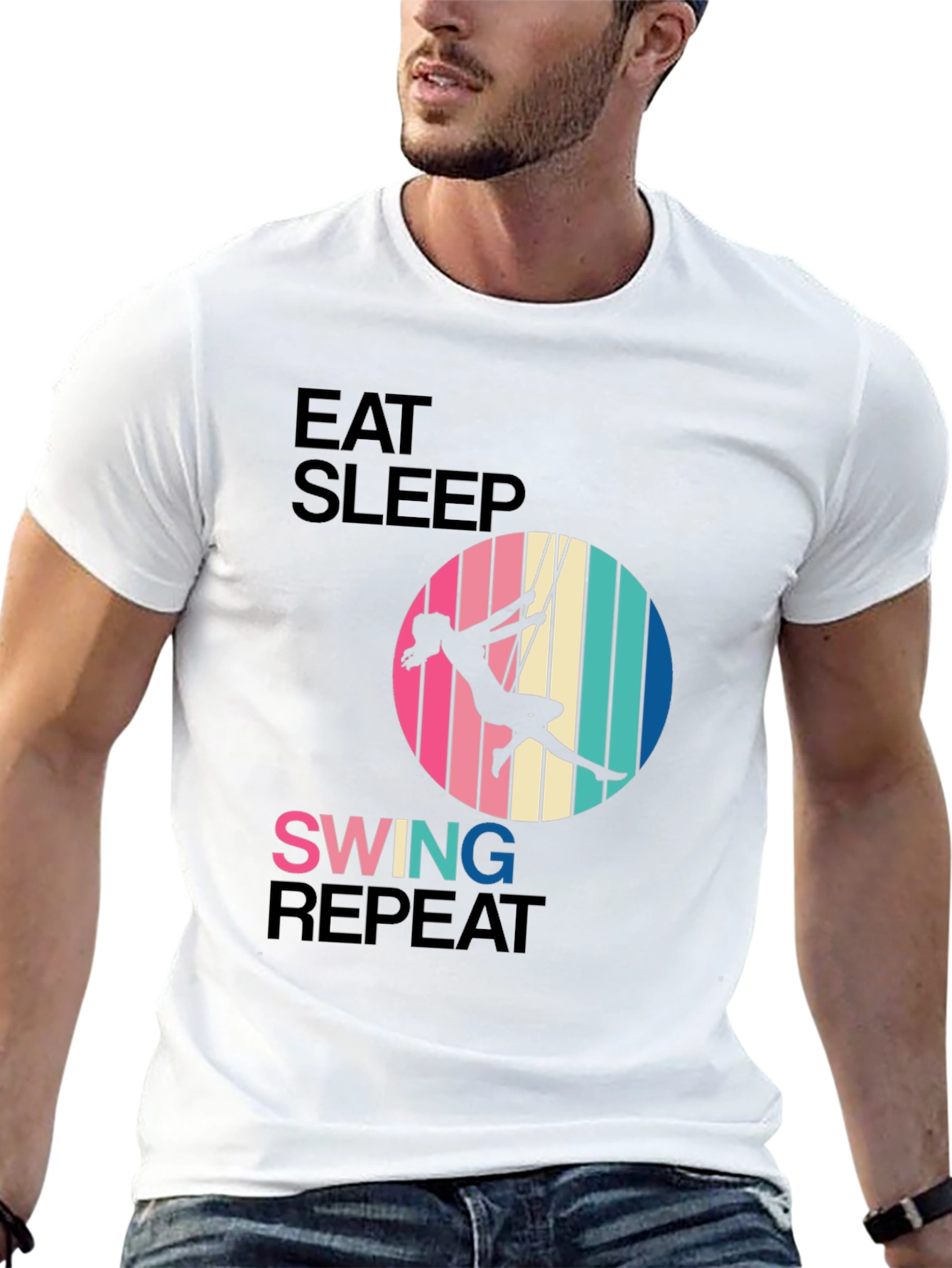 Eat Sleep Swing Repeat Black T-Shirt