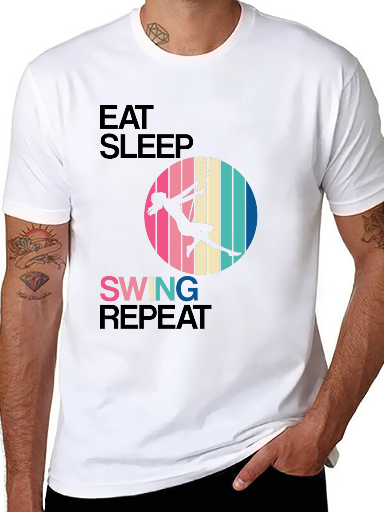 Eat Sleep Swing Repeat Black T-Shirt