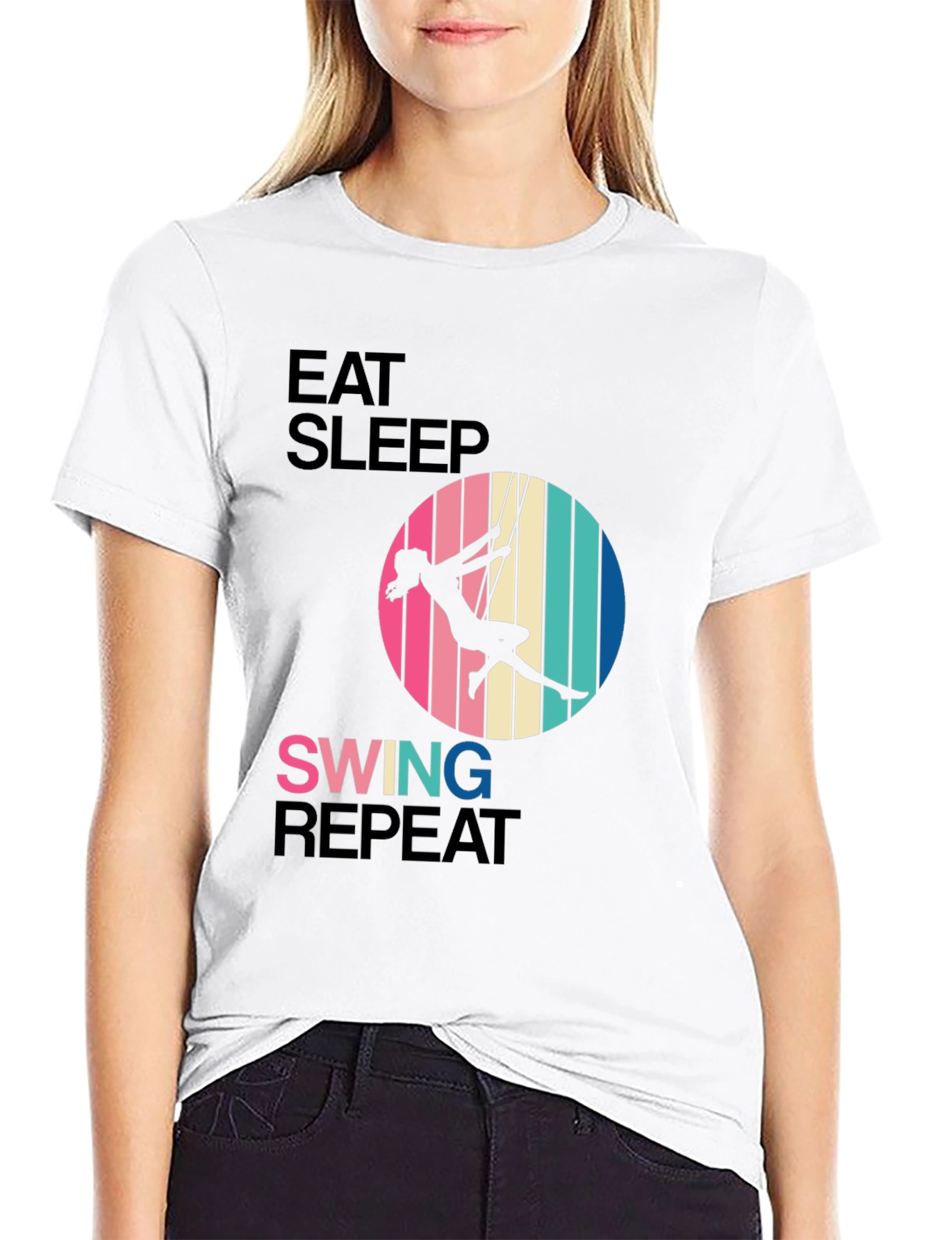 Eat Sleep Swing Repeat Black T-Shirt