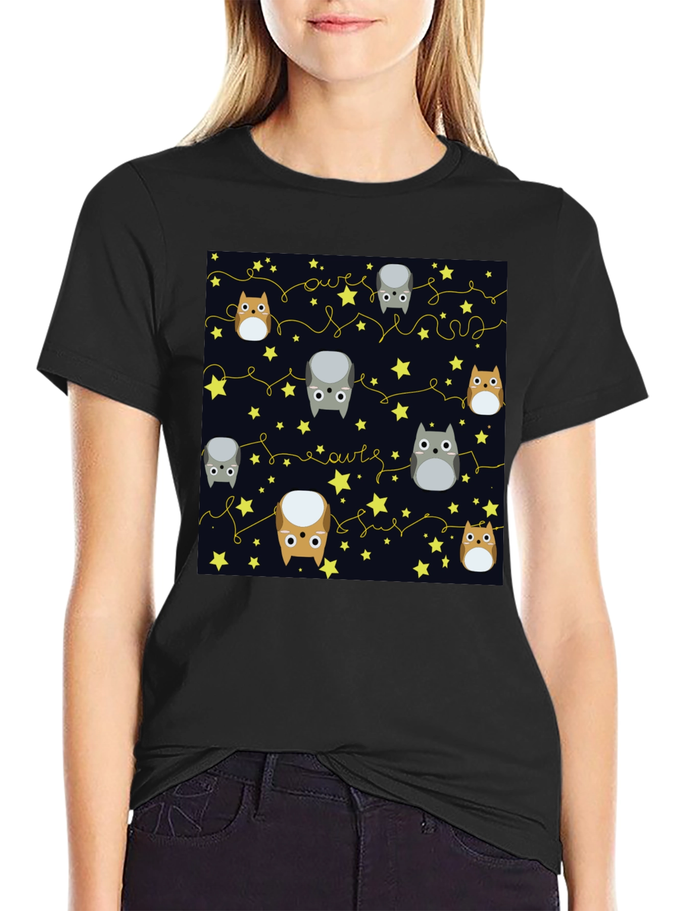 Cute Owls & Stars Graphic T-Shirt