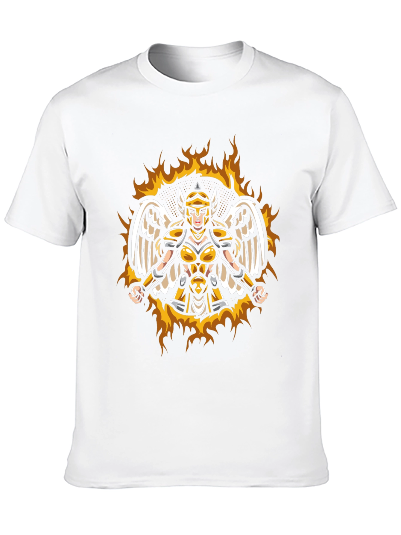 Winged Valkyrie Fire Graphic Black T-Shirt
