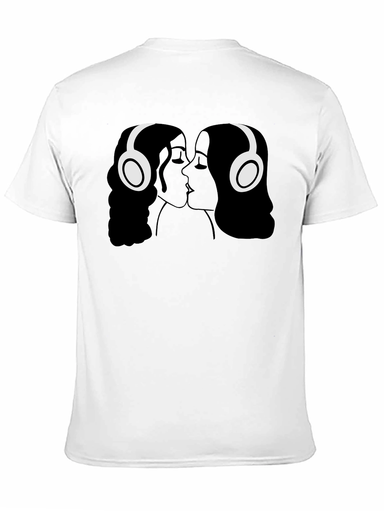 Kissing Headphones Graphic Tee - Black