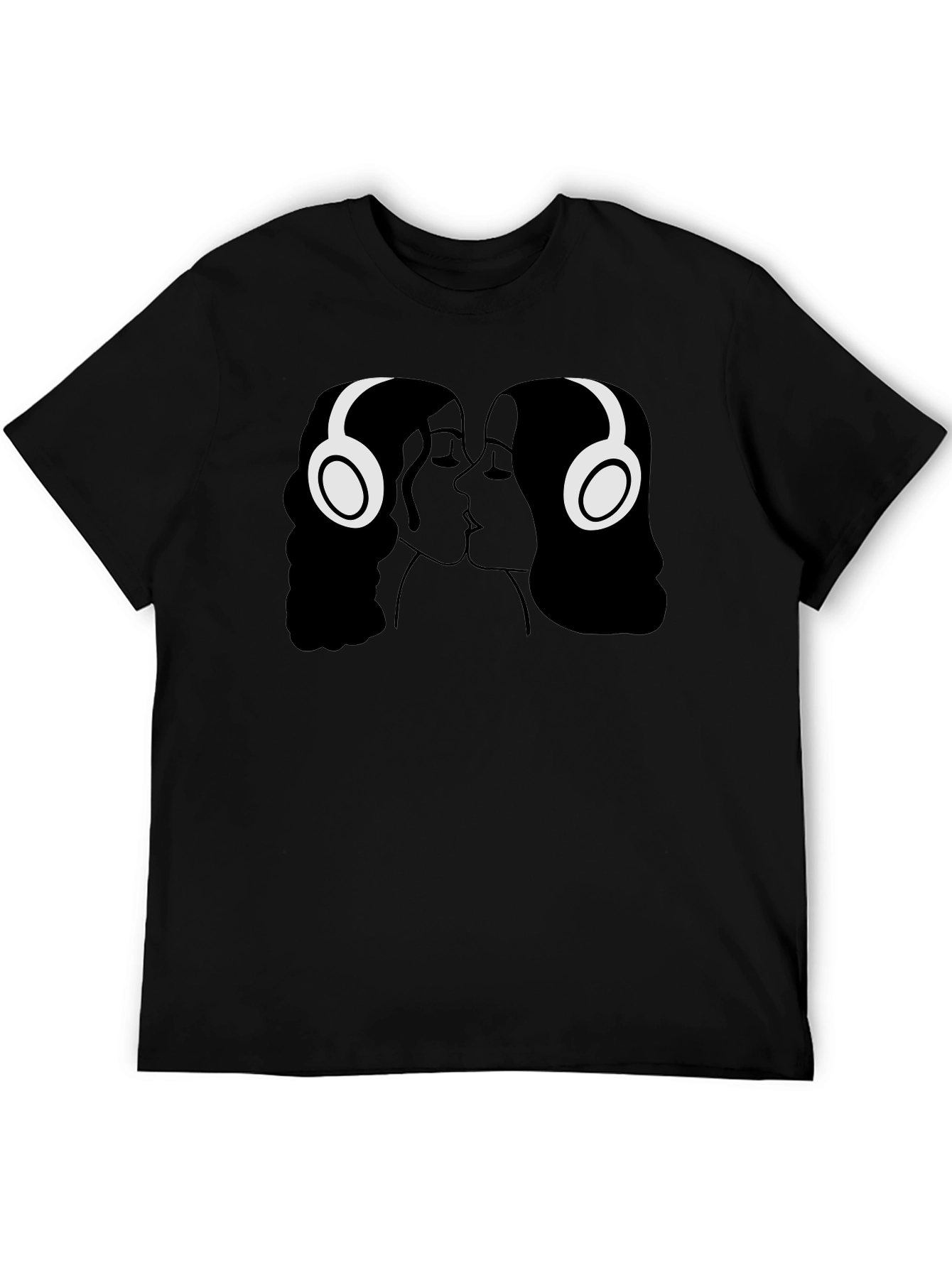 Kissing Headphones Graphic Tee - Black
