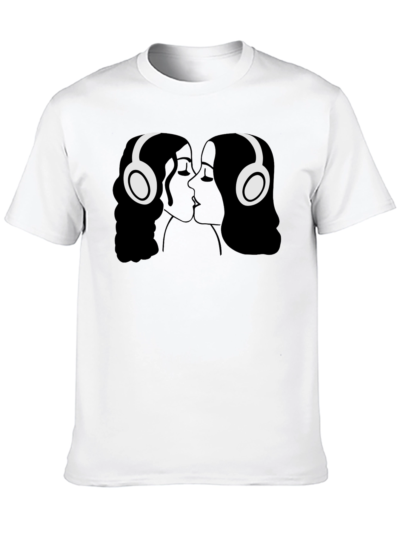 Kissing Headphones Graphic Tee - Black