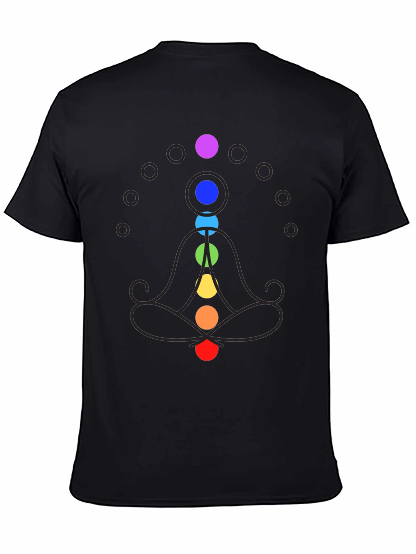 Chakra Meditation Graphic Print Black T-Shirt