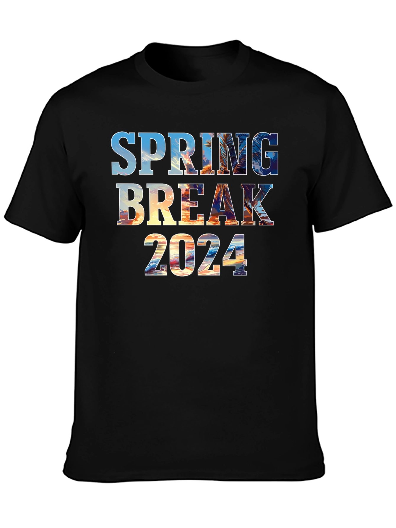 Spring Break 2024 Black Graphic T-Shirt