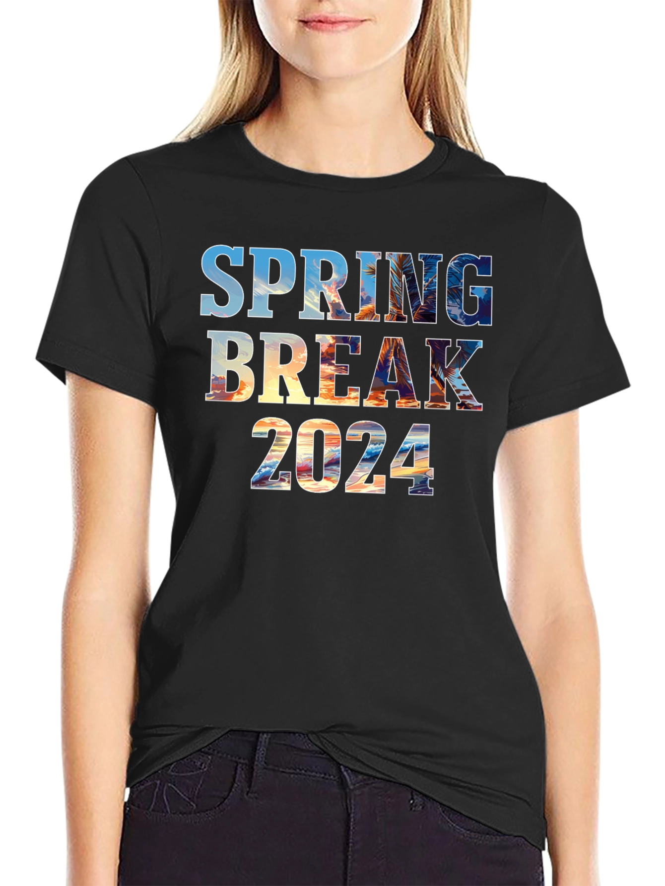 Spring Break 2024 Black Graphic T-Shirt