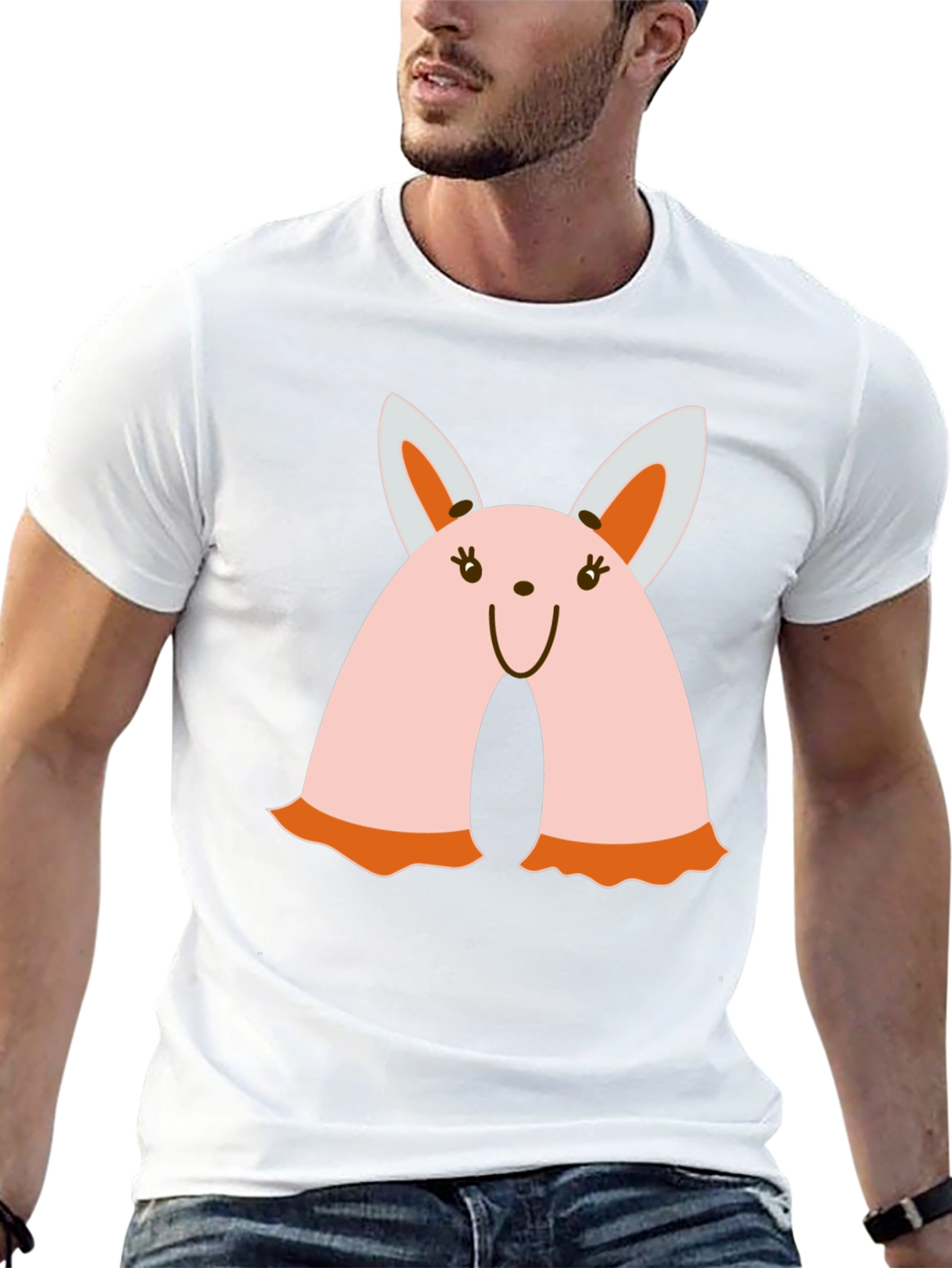 Cute Bunny Graphic Tee - Black Crew Neck