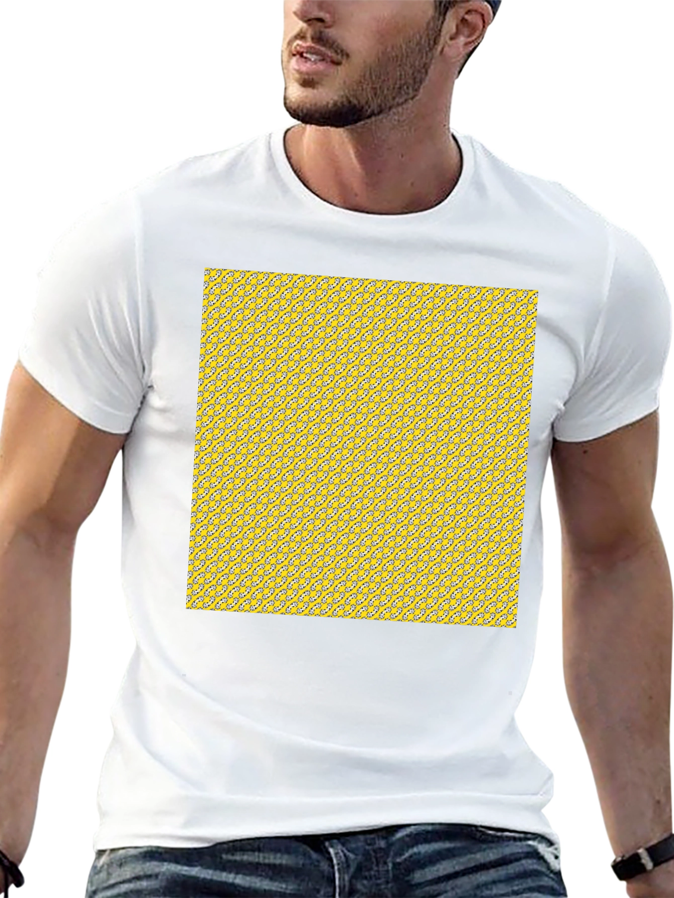 Patterned Yellow Graphic Tee - Mens Casual