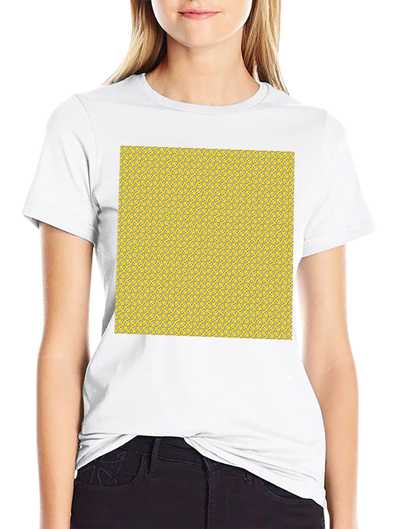 Patterned Yellow Graphic Tee - Mens Casual
