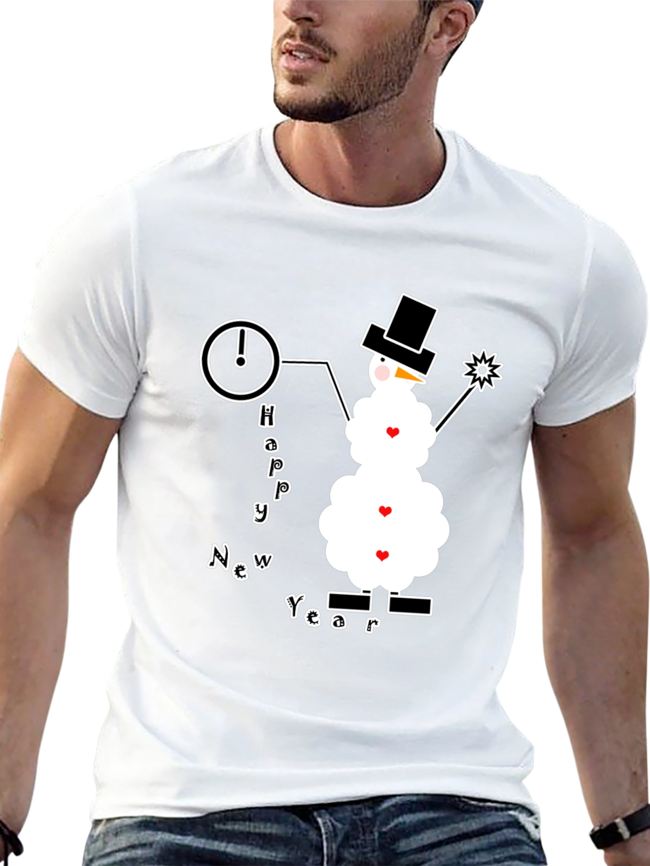 Happy New Year Snowman Graphic Tee