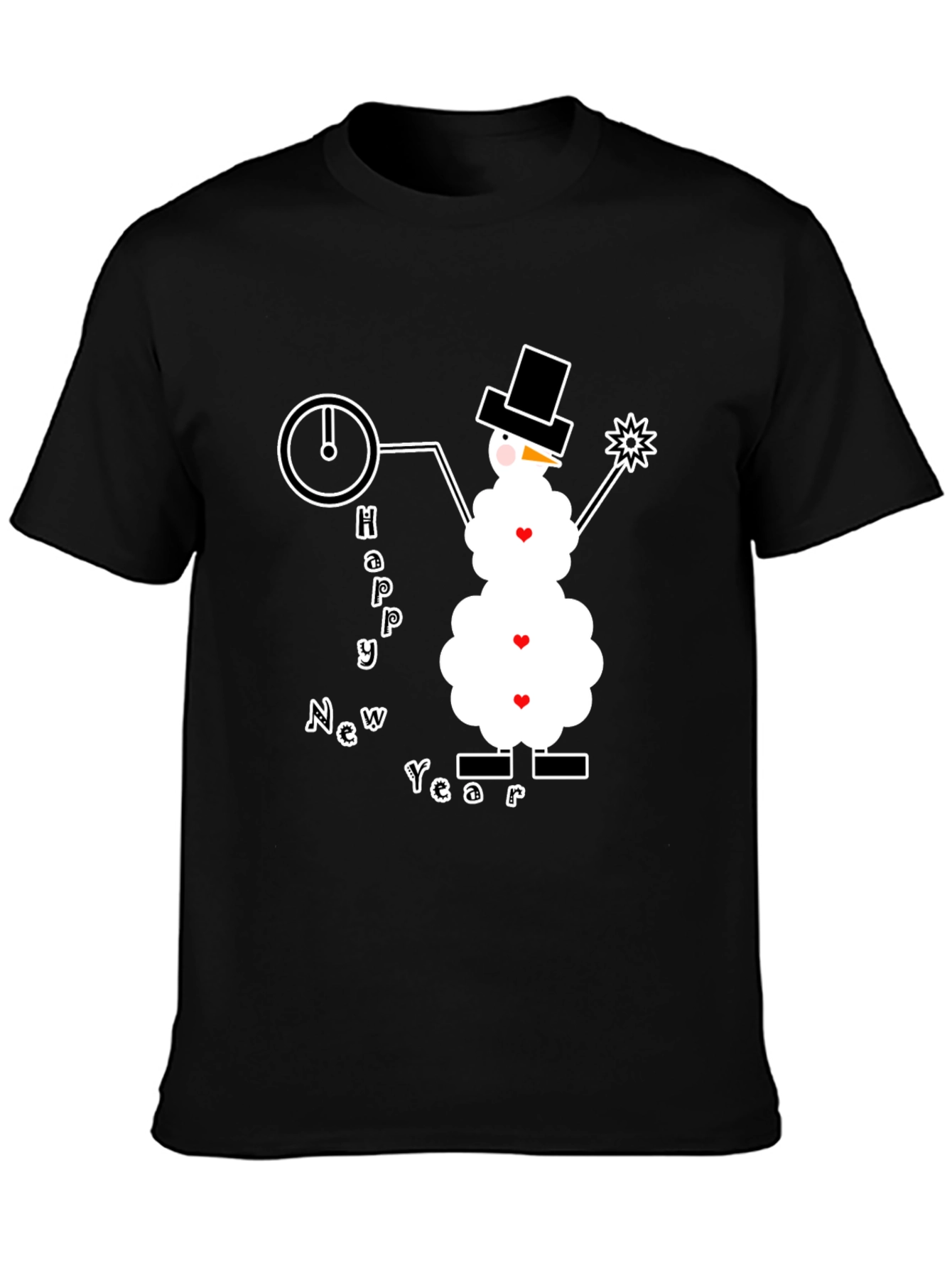 Happy New Year Snowman Graphic Tee