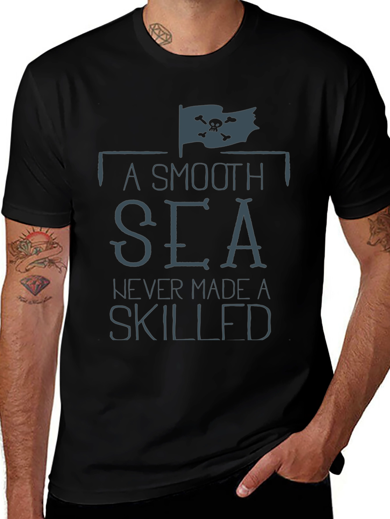 Smooth Sea Skilled Sailor T-Shirt - Pirate Flag