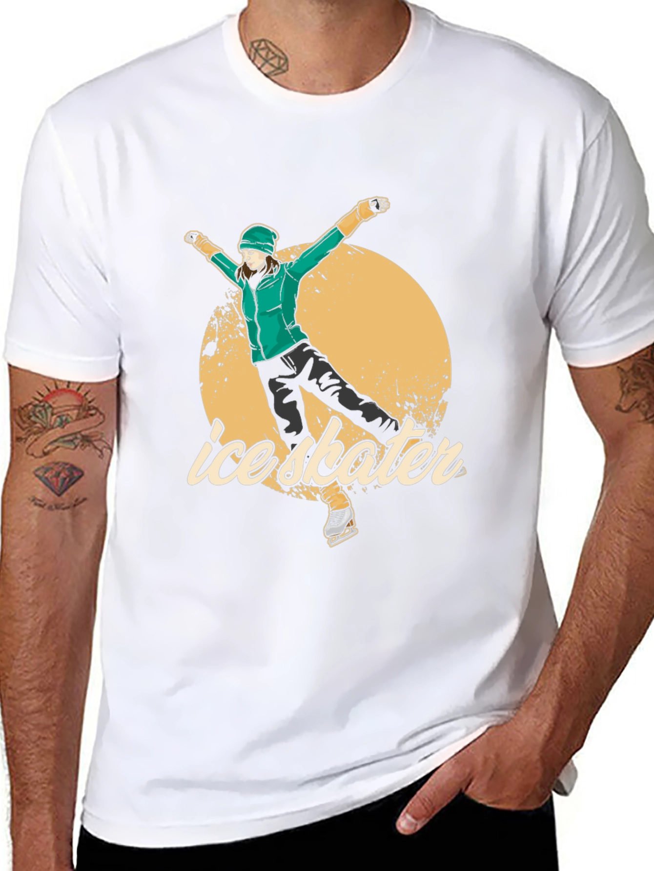 Ice Skater Graphic Tee - Black Cotton T-Shirt