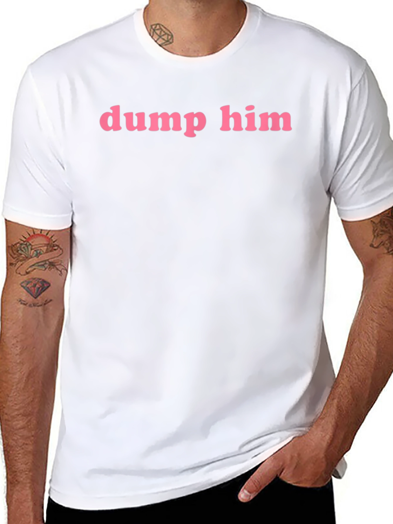 Dump Him Graphic Tee - Pink Text on Black