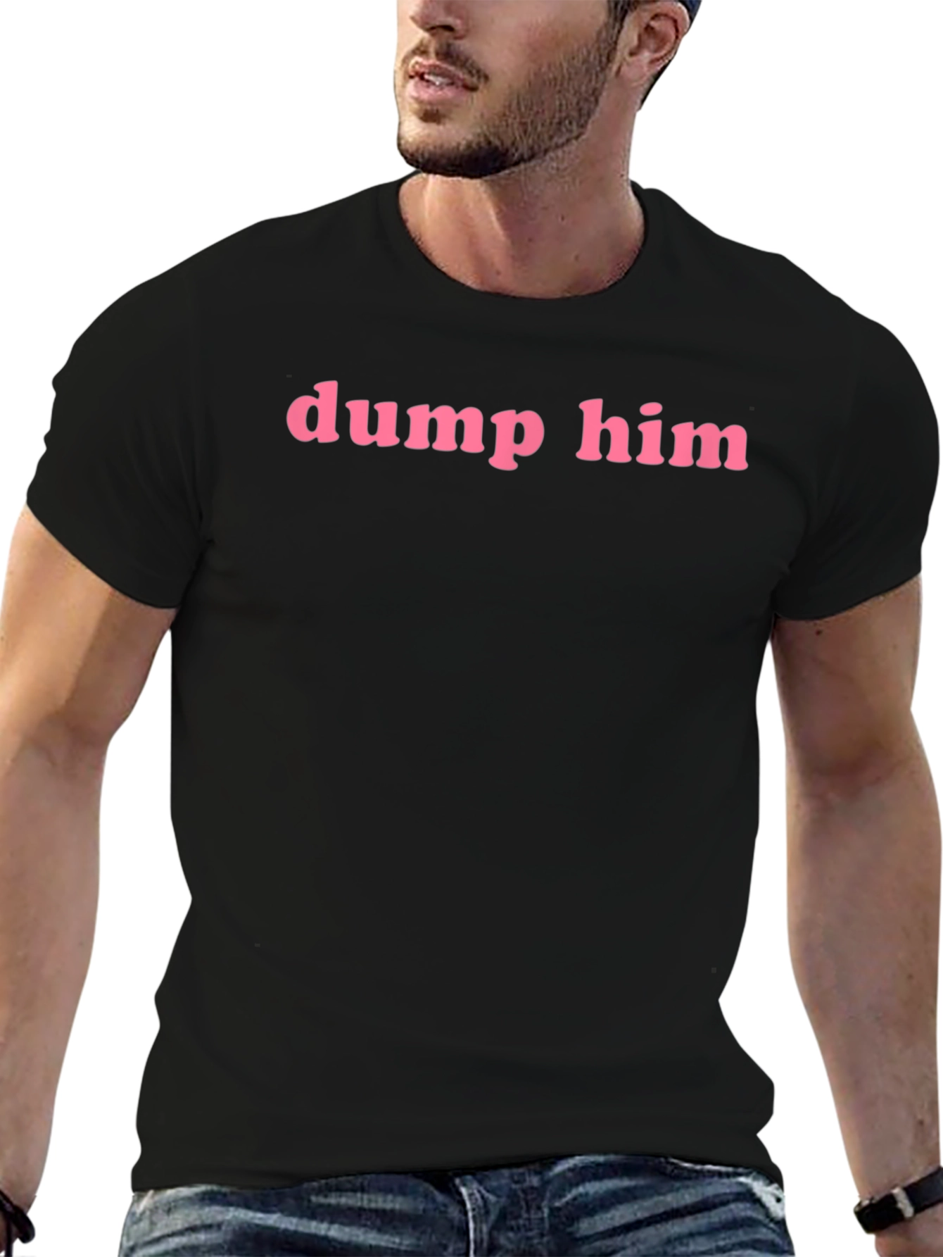 Dump Him Graphic Tee - Pink Text on Black