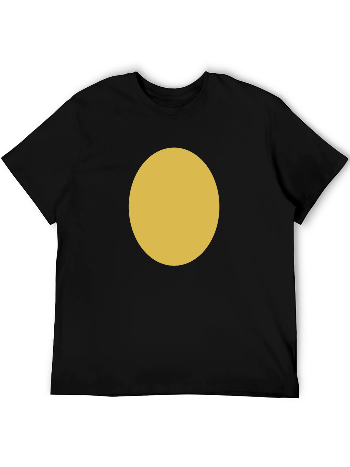 Minimalist Black T-Shirt with Gold Oval Design