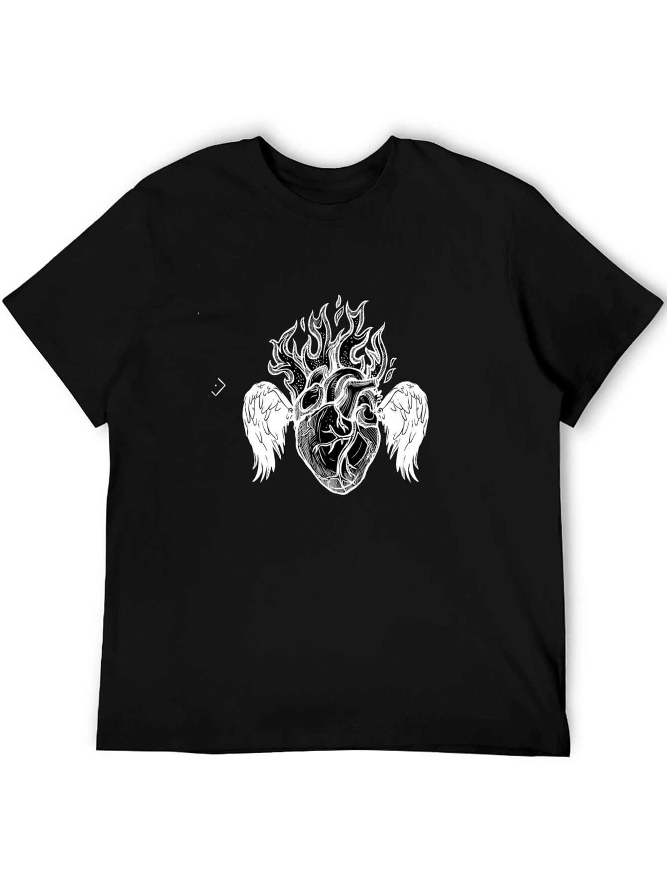 Fiery Heart Graphic Tee - Black