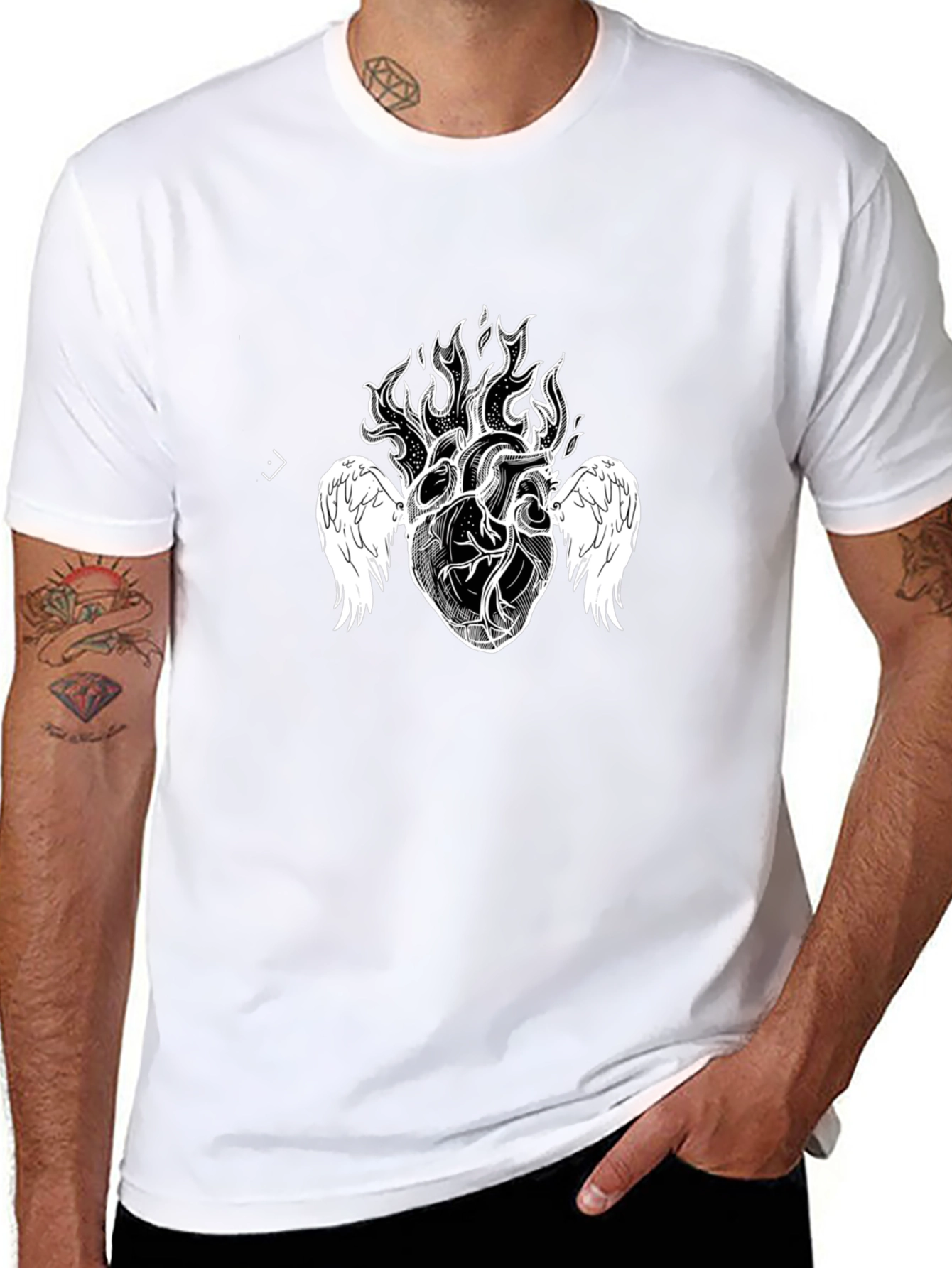 Fiery Heart Graphic Tee - Black