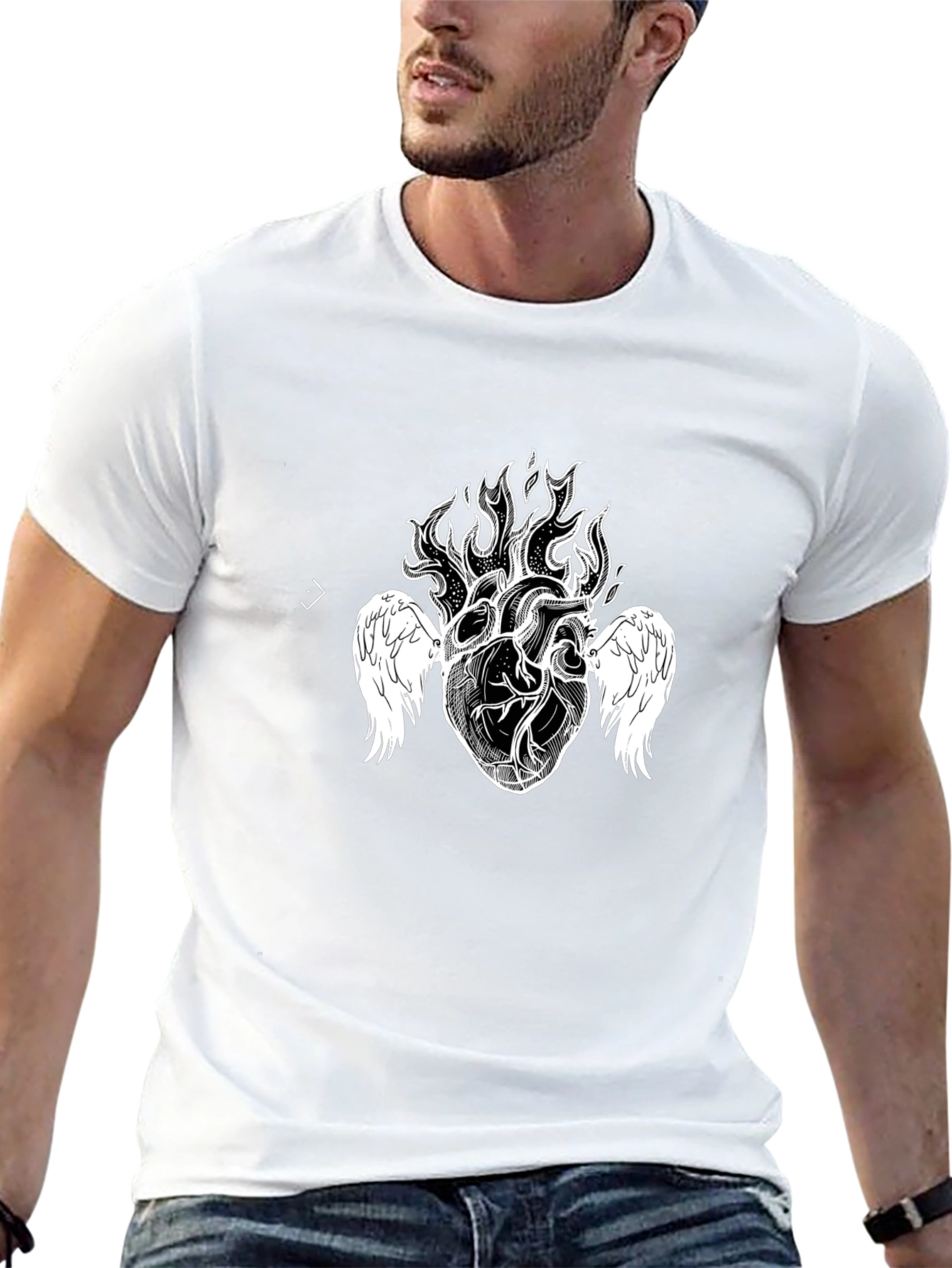 Fiery Heart Graphic Tee - Black