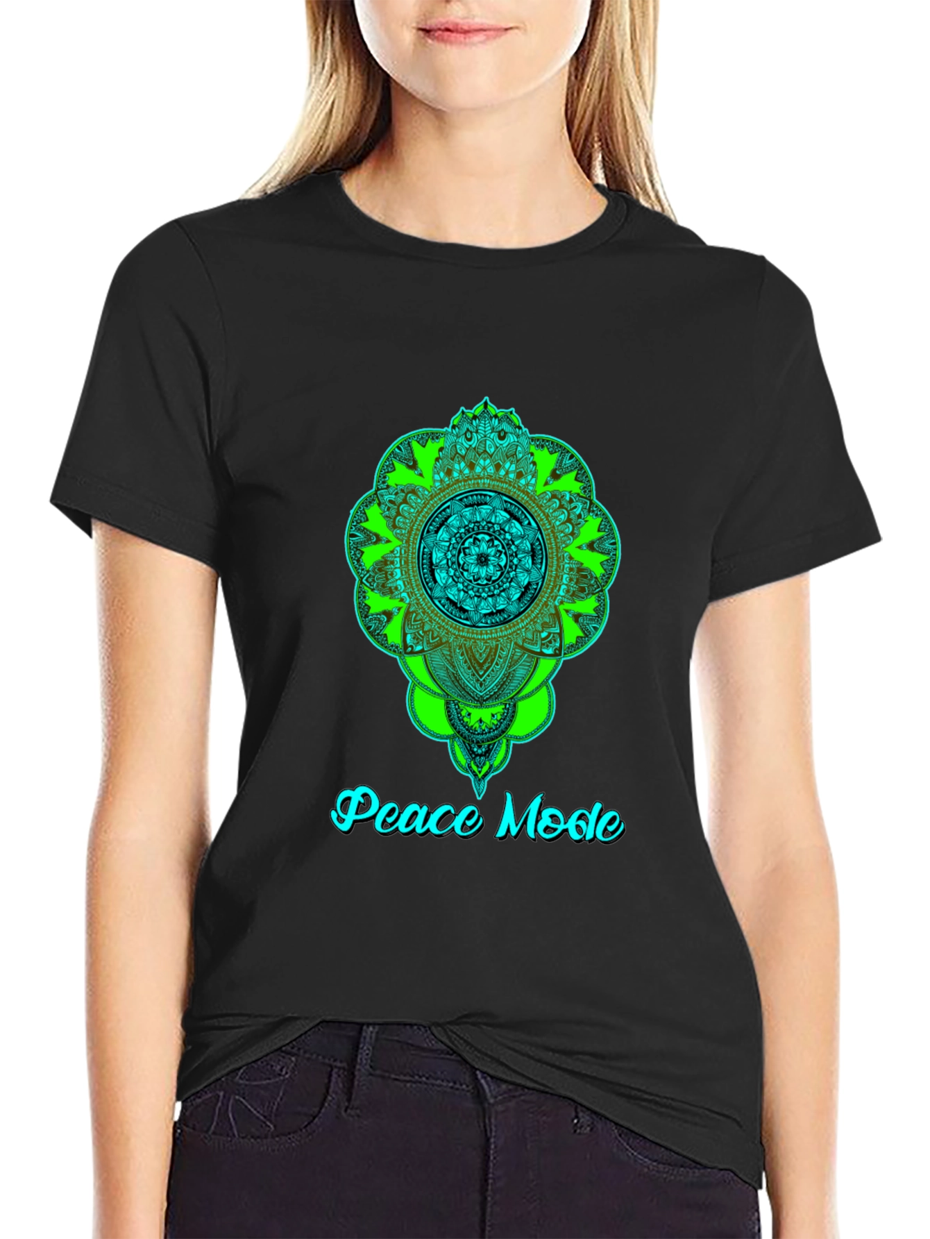 Peace Mode Mandala Graphic Tee - Black